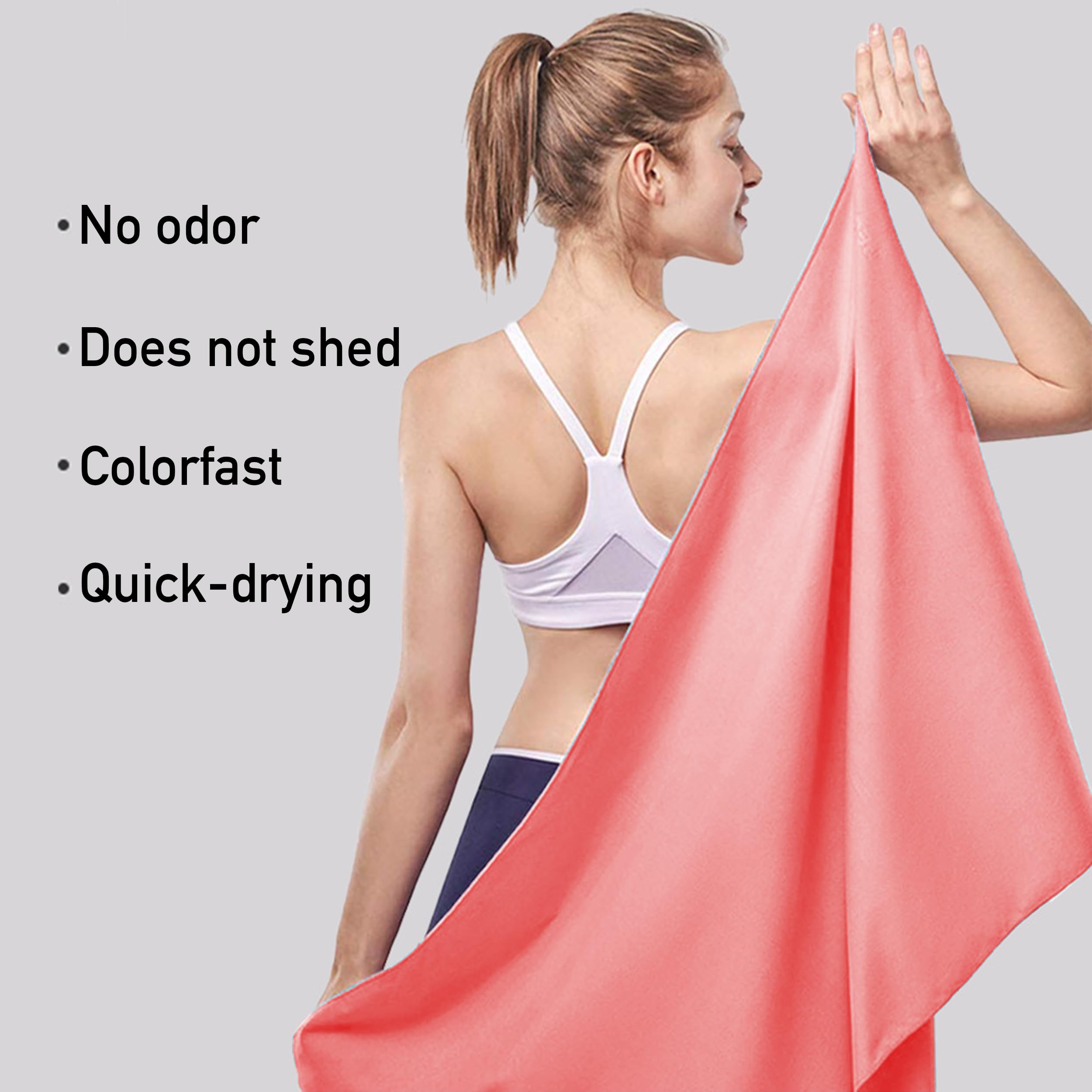 H HANSEL HOME Toalla Gimnasio de Microfibra Rosa - Ligera, Compacta, Absorbente, Secado Rápido - Ideal para Gym, Viaje, Piscina, Playa - 39x55cm - Disponible en 4 Tamaños y 3 Colores