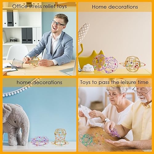 Miniatura 4 de Skylety Cesta de flores de mandala de 2 piezas, canasta flexible de hierro, creativa hecha a mano, lazos mágicos, juguete para la ansiedad para