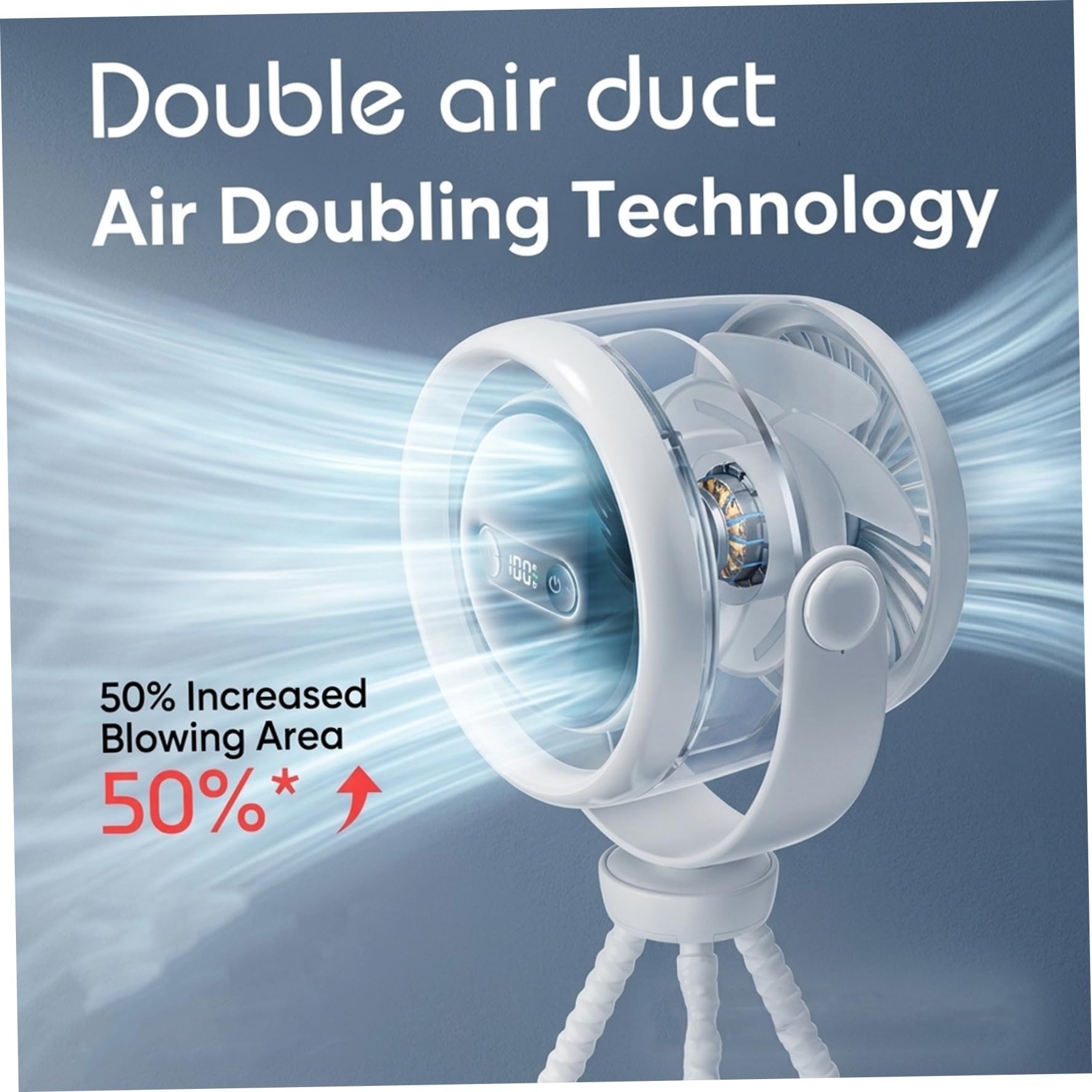 Ventilatore portatile per passeggino, ventilatore per neonati sicuro senza pale con batteria da 20000 mAh e display digitale, 100 velocità, ricaricabile, con clip per seggiolino auto, culla, viag