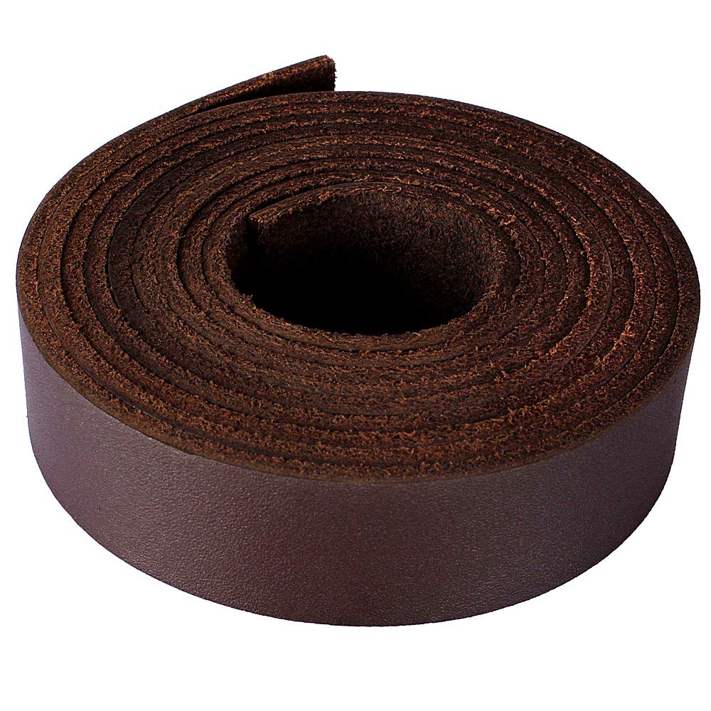 Correa de cuero genuino de 1 pulgada de ancho y 72 de largo en color marrón chocolate para manualidades