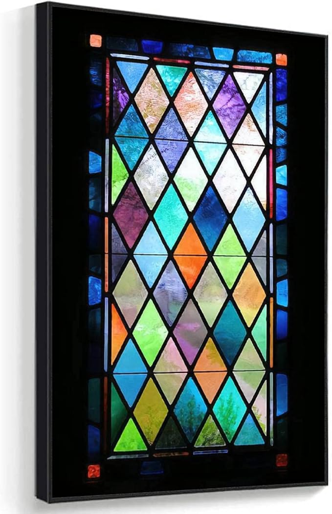 Framed Canvas Wall Art Stained Glass Window in Historic Church