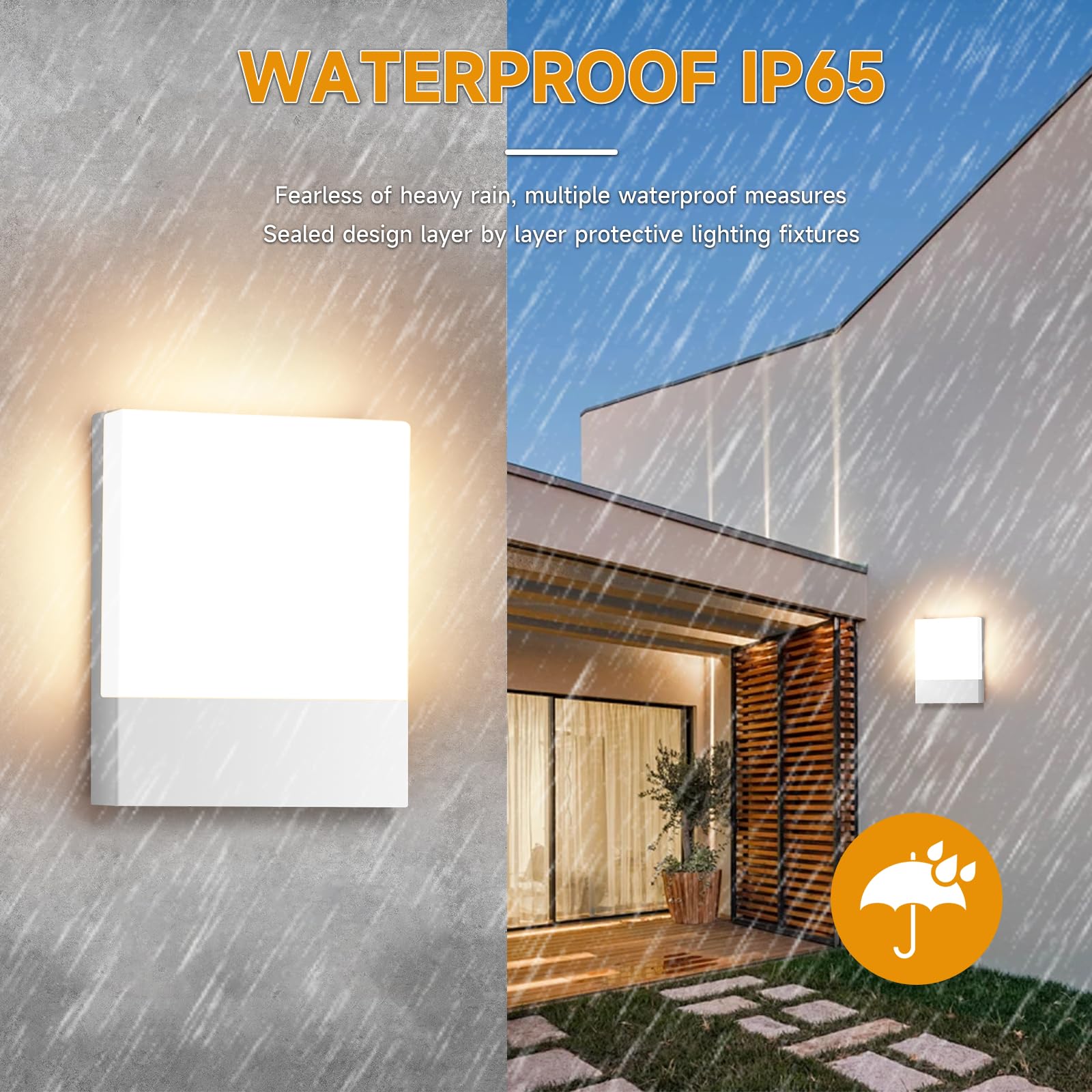 Cwycfw 18W LED Applique da Parete Interno/Esterno Impermeabile IP65,Applique da Parete per Balconi Giardini,Bianco Lampade da Parete,Bianco Caldo 2700K-3000K
