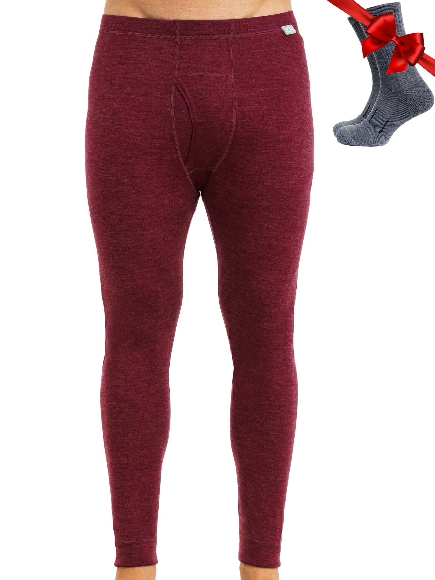 100% Merino Wool Base Layer Mens Pants - Thermal Underwear Long Johns