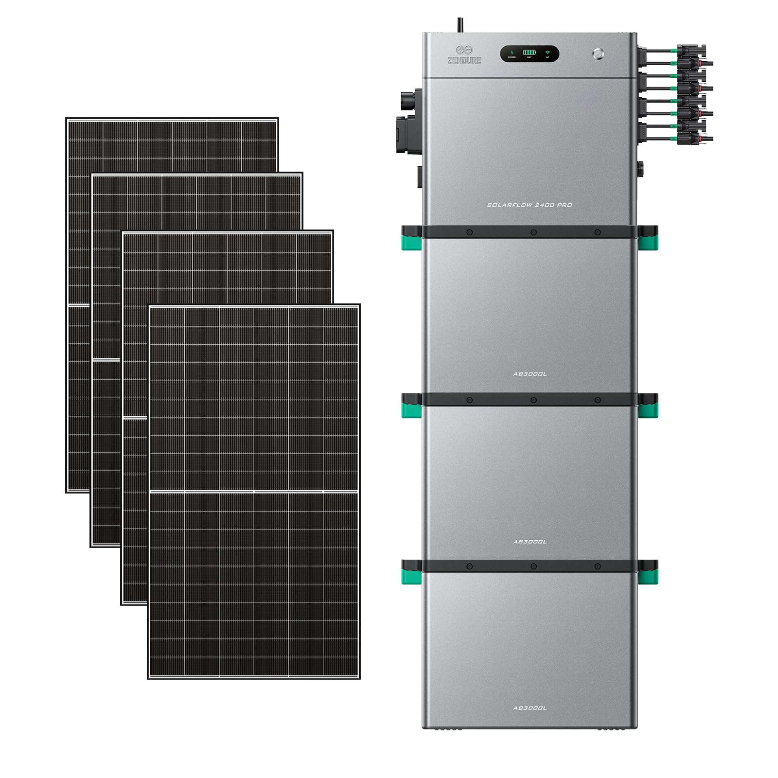 Zendure SolarFlow 2400 Pro 2.4kWh 2400W AC Bidirectionnel, PV 4800W | Batterie Solaire 2400W AC Bidirectionnel, PV 4800W (3000W DC+1800W AC), 2.4kWh Extensible 16.8kWh, IP65, Plug & Play