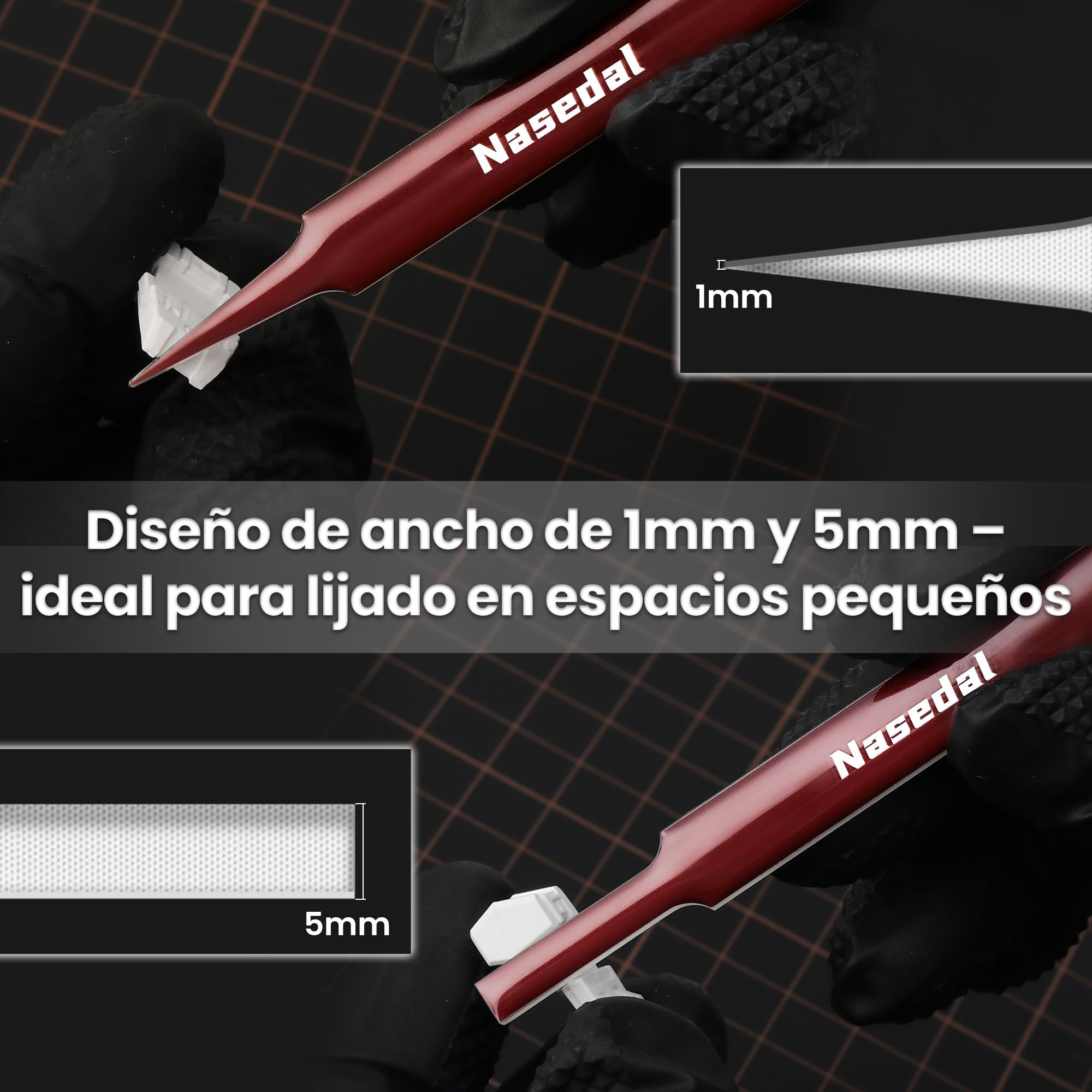 3 Limas de Vidrio para Gundam, Lijado y Pulido #600-800, Reutilizable para Plástico, para Gunpla y Modelos a Escala de Plástico, Herramienta de Molienda con Estuche