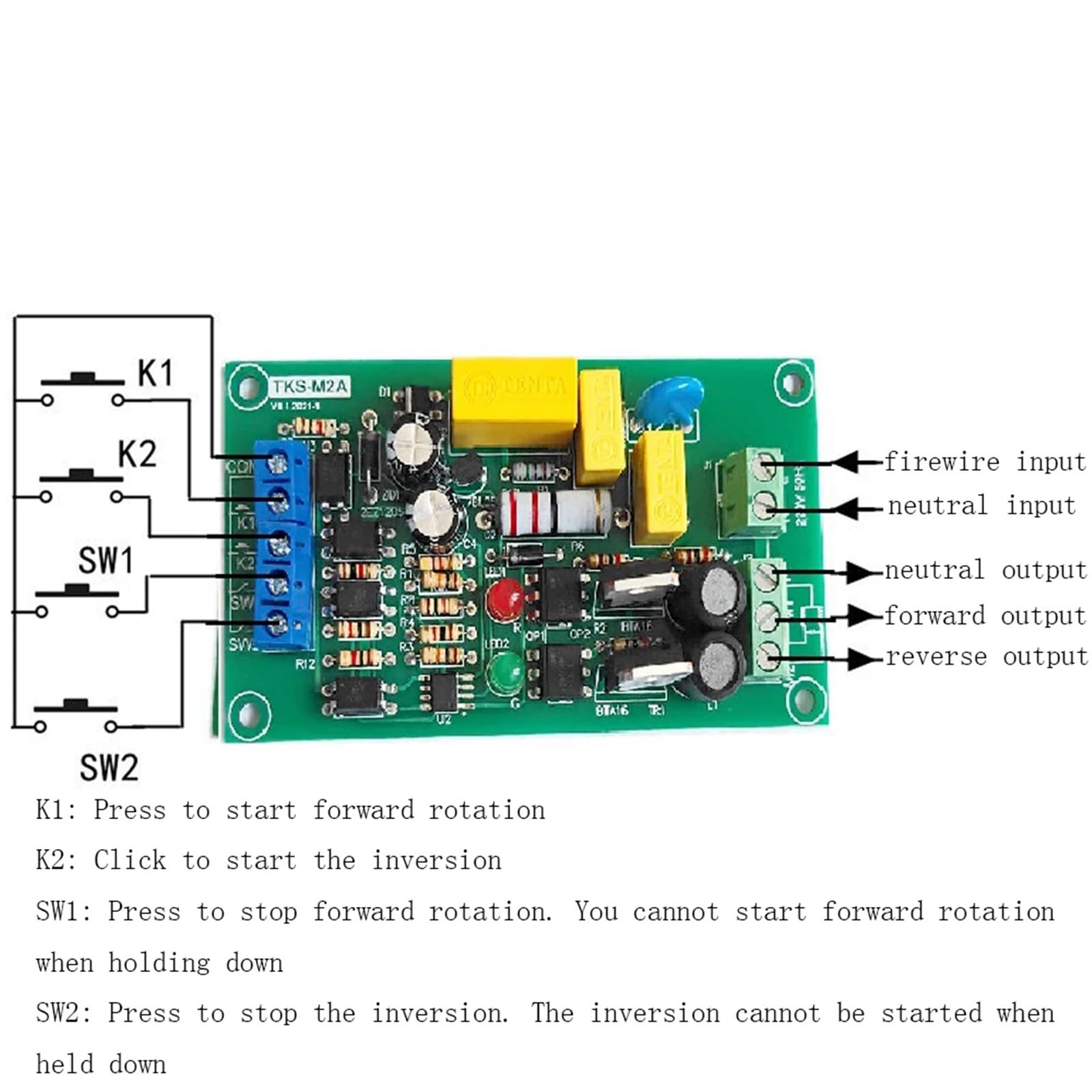 Controlador de Motor TKS-M2A AC220V, placa de Control de Motor de avance y marcha atrás con módulo de accionamiento de interfaz I de límite, salida SCR Liftin