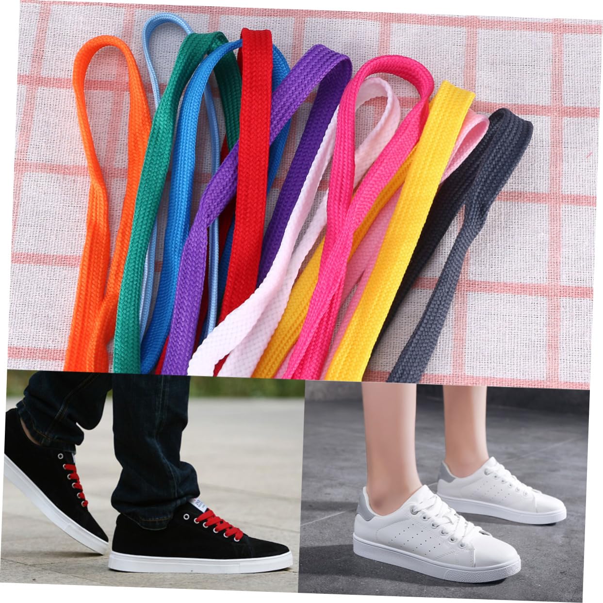 12paia Lacci Piatti Per Scarpe Sportive Stivali Da Ginnastica in Poliestere Nylon