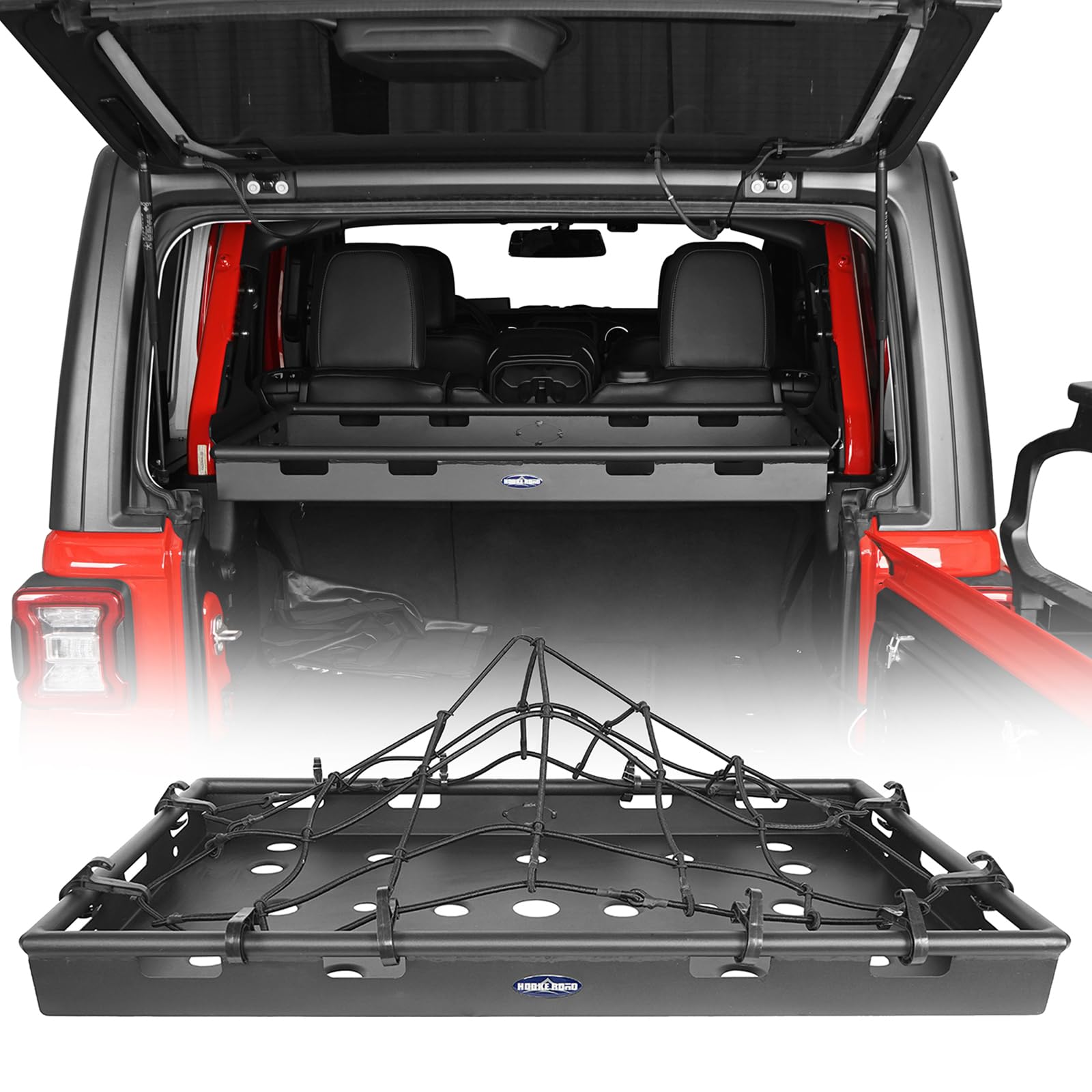 JL Rear Trunk Cargo Rack Shelf for 2018-2026 Jeep Wrangler JL 4-Door Hardtop & Sky One Touch Power Top, JLU Accessories Camping Luggage Storage Tray