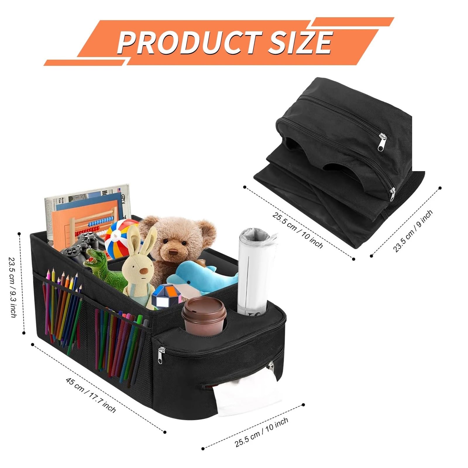 Almacén Antideslizante Durable‌ Organizador de maletero de coche, caja de almacenamiento, antideslizante, impermeable, para bolígrafo, taza de agua, organizador de teléfono Organizador de Maletero‌