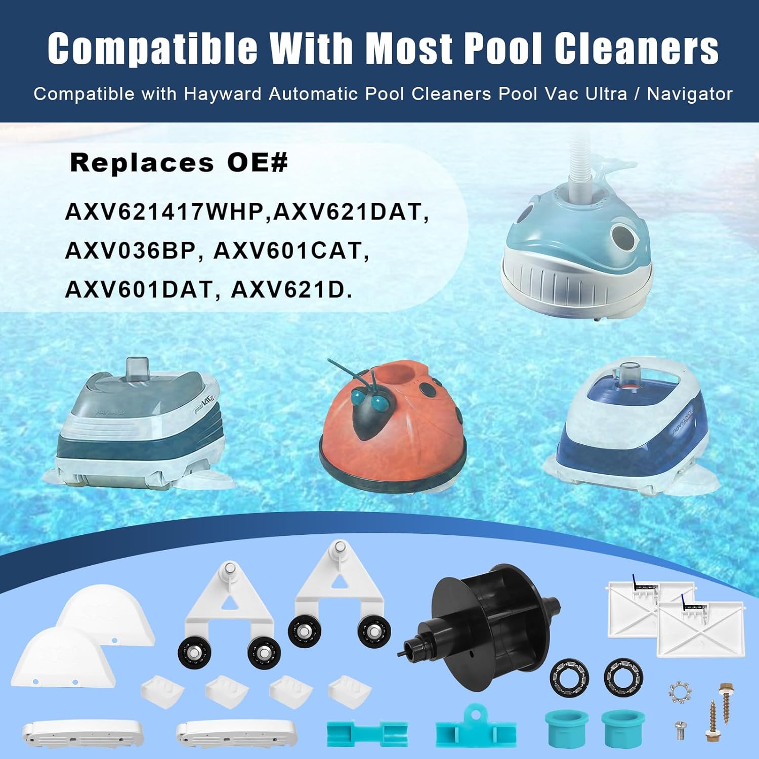 AXV621DAT Pool Vacuum A-Frame, Universal AXV417WHP AXV604WHP AXV434WHP AXV414P Pool Turbine Pool Cleaner Part Kit Compatible with Haywardd Navigator Automatic Pool Cleaners Pool Vac Rebuild Kit