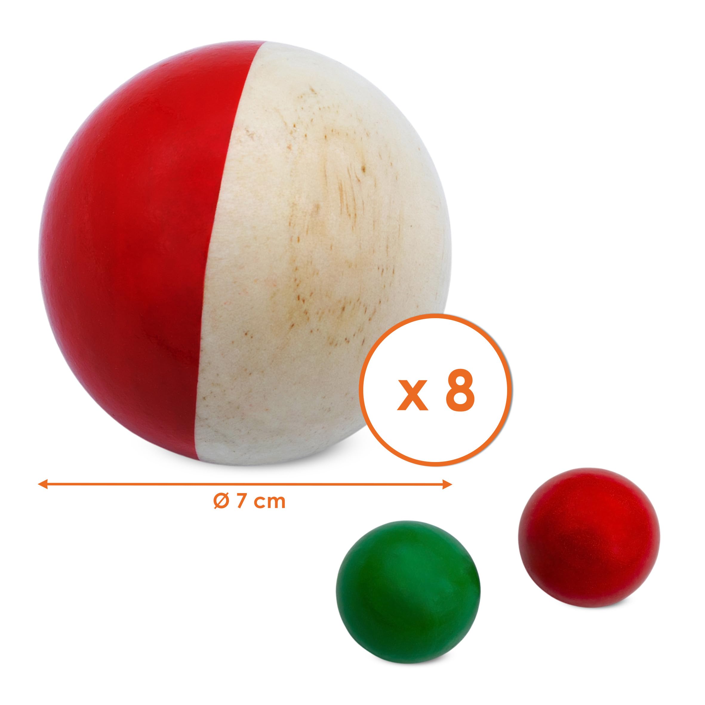 Spetebo Boccia Juego de Bolas de Madera con Bolsa de Transporte 8 Bolas para Niños