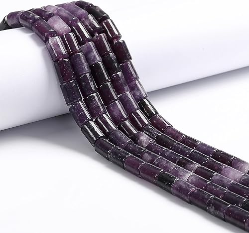 JM Design Lepidolita Lisa Tubo Cilindro Granos Tamaño 0.236x0.315 in 15.5 '' Strand para la fabricación de joyas