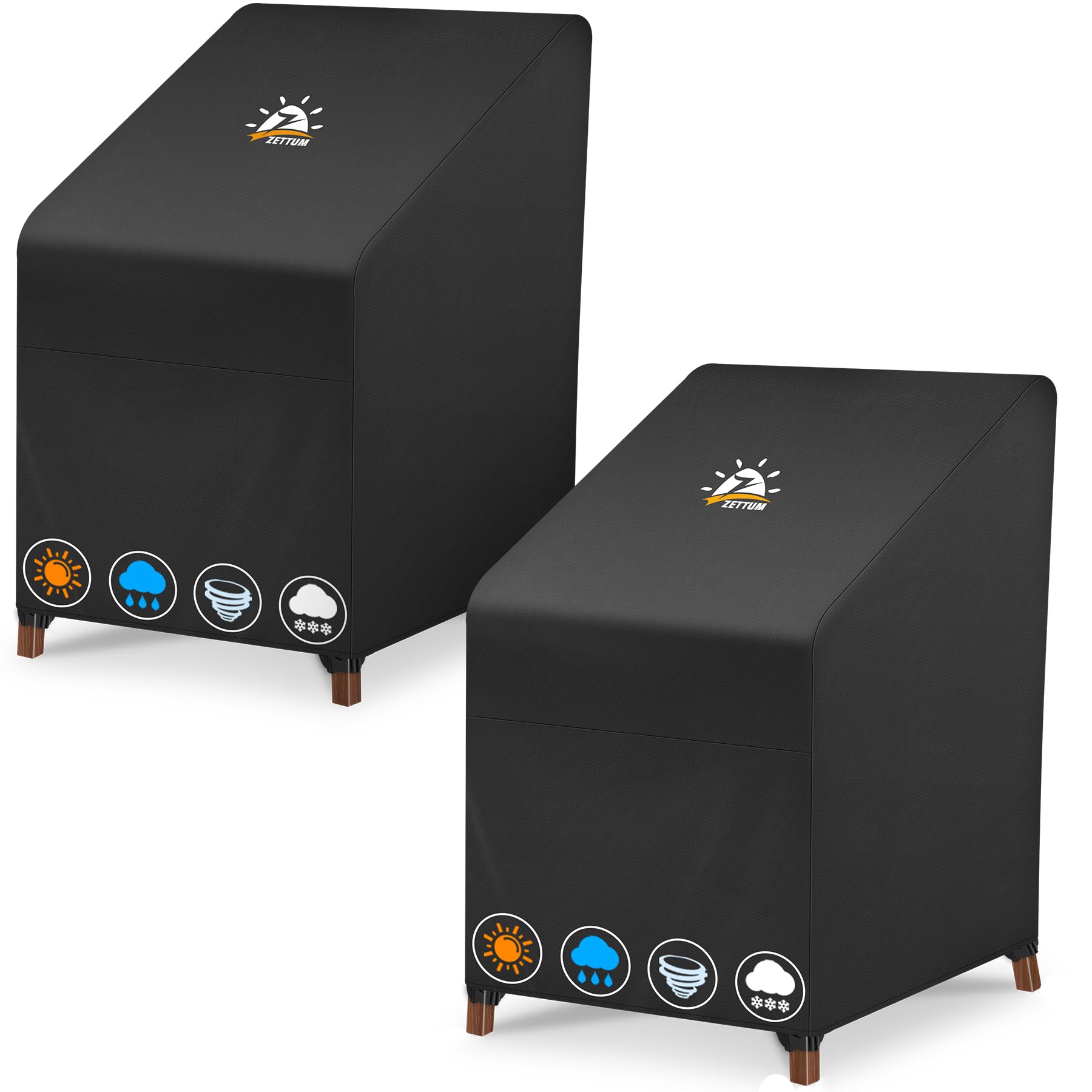 Copertura Per Sedie Impilabili Zettum - 2 Pezzi Impermeabili E Antivento | Tessuto Oxford 600D Con PU - Foto 2