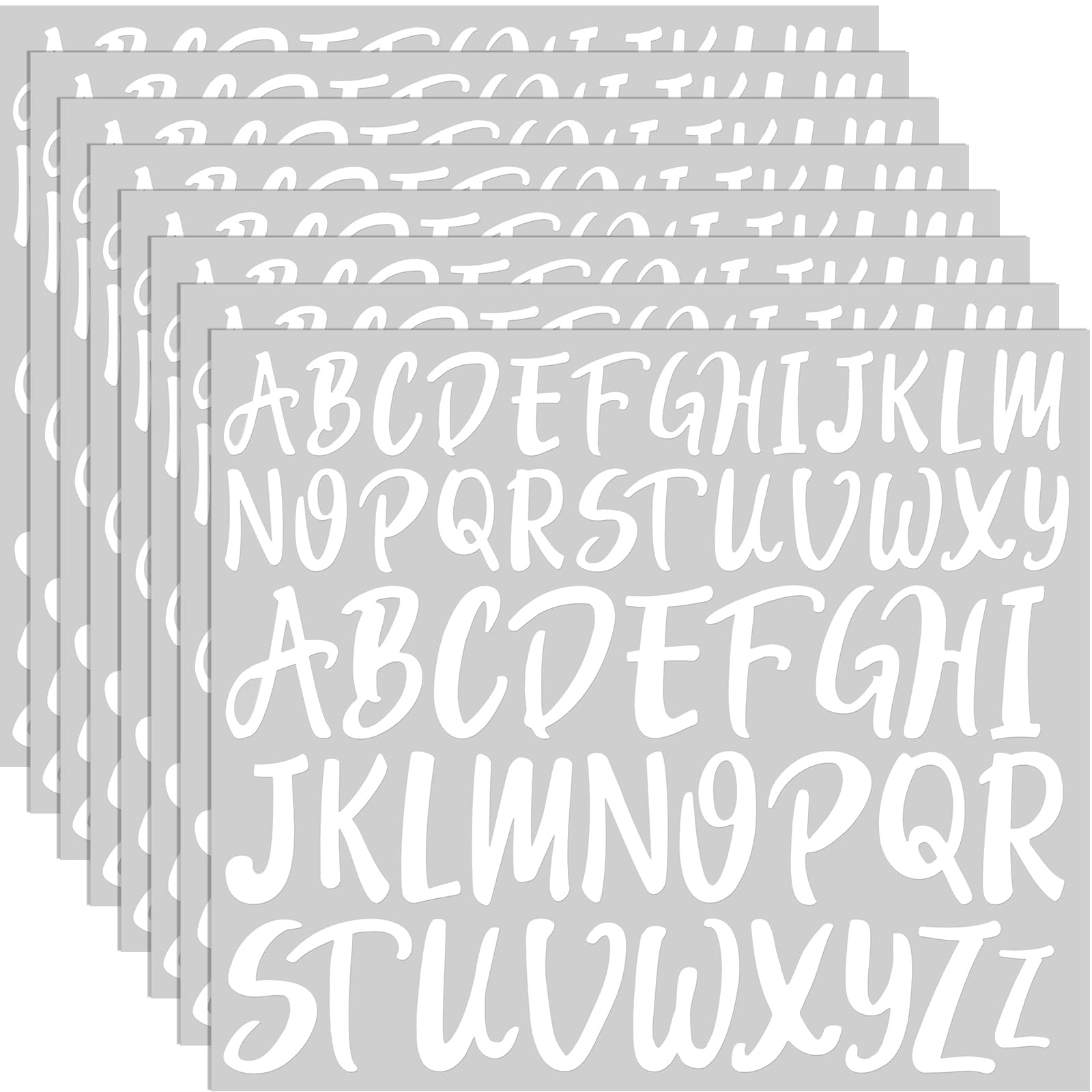 TaoBary 416 Pcs White Letter Stickers 8 Sheets Alphabet Stickers 2 Size Vinyl Cursive Self-Adhesive Letter Personalized Decor for Scrapbooking Water