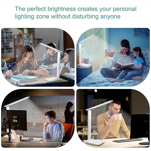Miniatura 4 de WOOST Lámpara de escritorio LED portátil, lámpara de escritorio inalámbrica amigable con los ojos para oficina en casa, lámpara de mesa recargable