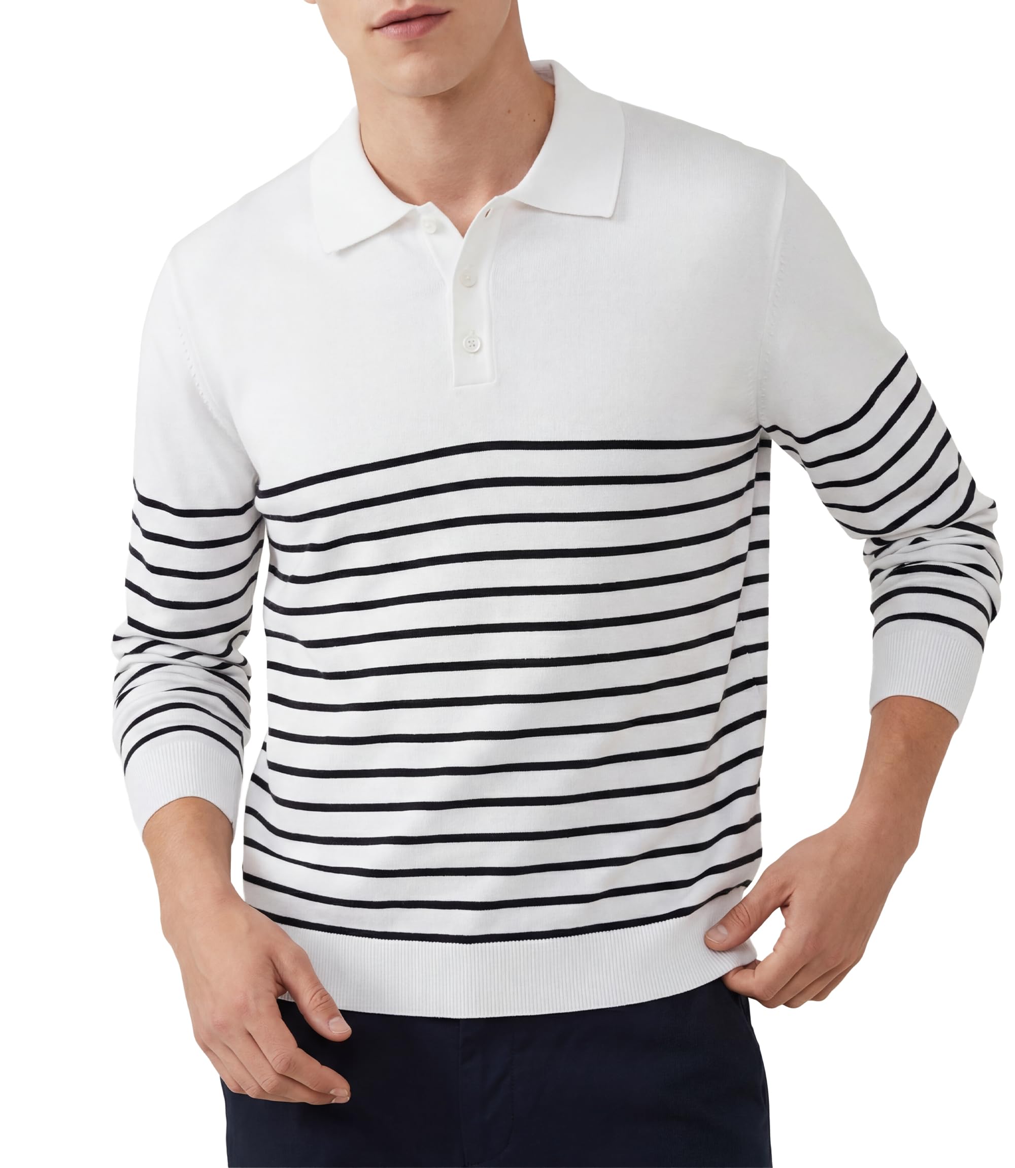 GLESTORE Poloshirt Herren Langarm Casual Longsleeve Polo Giraffe Stickerei Langarmshirt