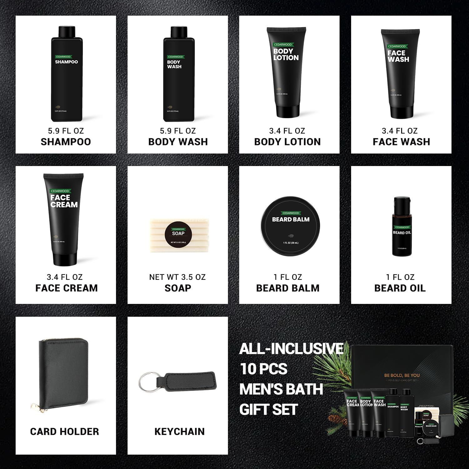 Rinse & Robust 10-Piece Men's Grooming and Beard Care Gift Set