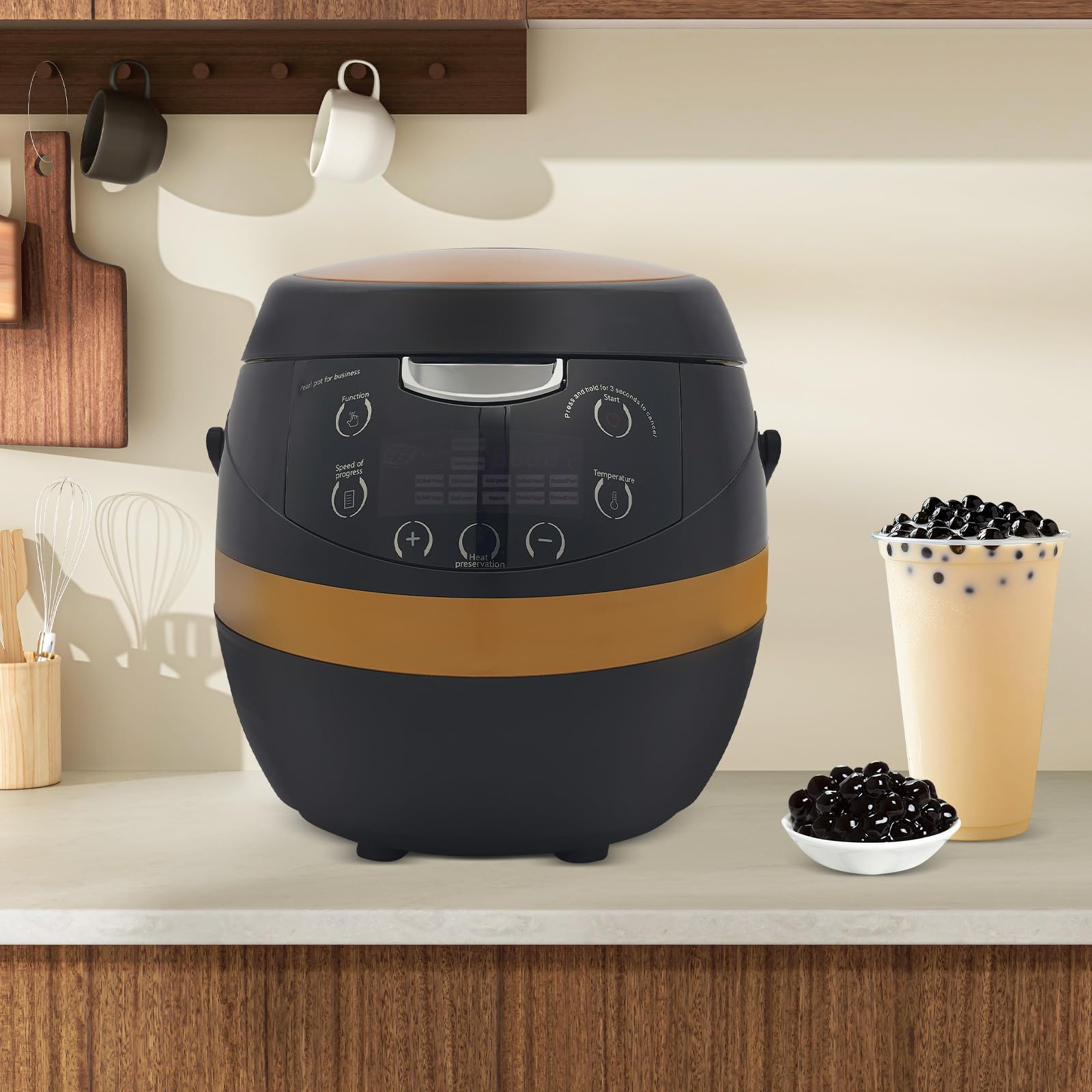 Cuiseur à perles commercial - 8 l - Machine à thé à bulles - Avec commande Smart Touch - Pour café gastronomique - Pot à tapioca antiadhésif - Pour une préparation efficace du sagou