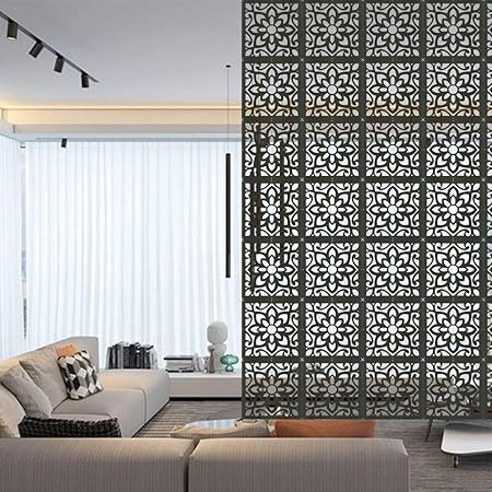 Amazon Y Step 12枚セット 間仕切りパーテーション フリーカットパネル Diyスクリーン 衝立スクリーン 目隠し 花柄 応接間 洋室 寝室 オフィス ベッドルーム 玄関 黒 模様2 間仕切り スクリーン オンライン通販