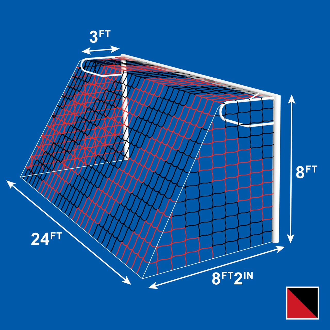 Filet de But Rayé/Deux Couleurs pour Buts de Football de 7,3m x 2,4m (Variété de Couleurs) | Filet de Cage de Football | Filet de But de Foot Ultra Résistant