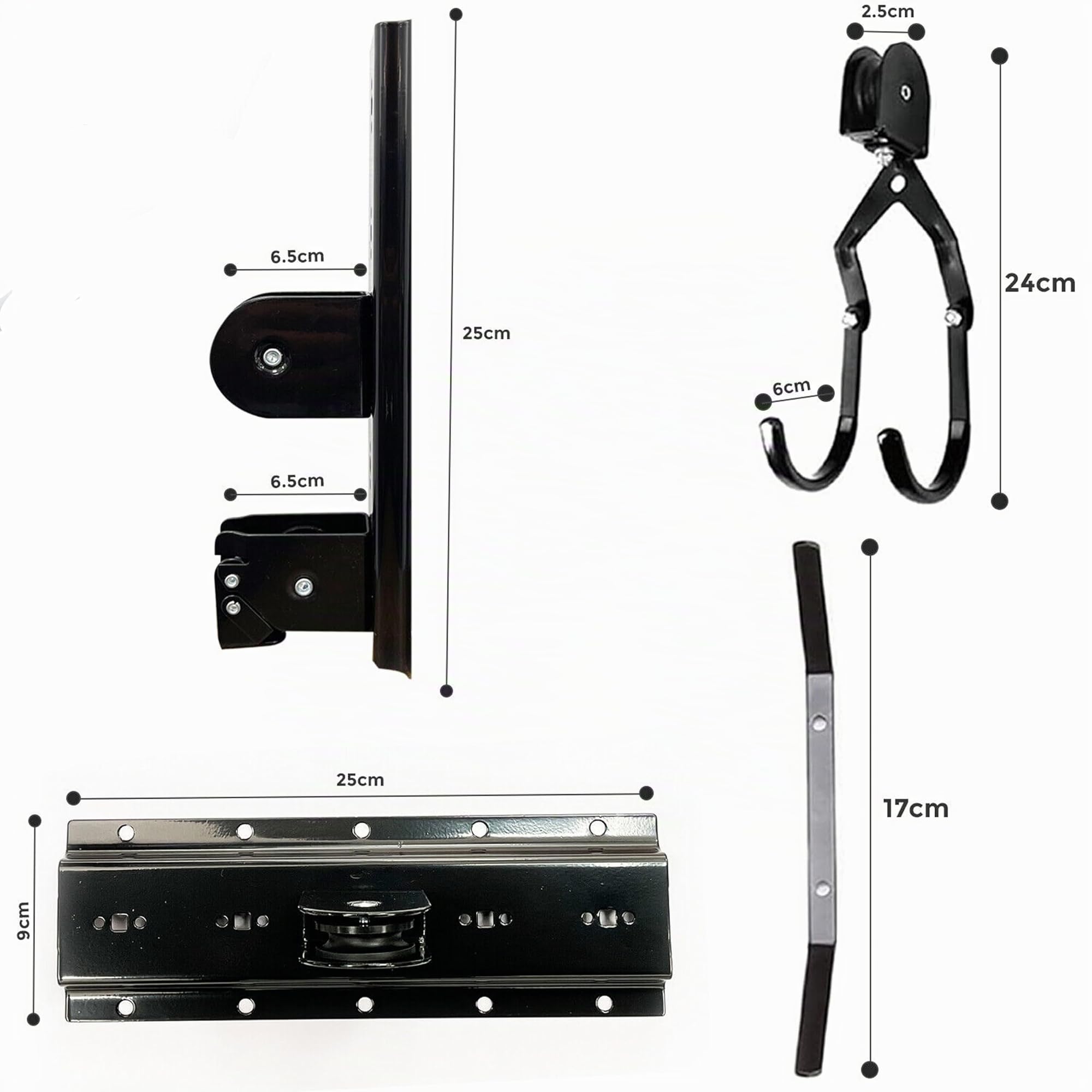 Retoo Elevador de Bicicleta, Soporte Bicicleta Suspensión, Capacidad de Carga 20 kg, Montaje en Techo, Almacenamiento de Garaje, Portabicicletas, Adultos, Longitud de la Cuerda 15m, Negro
