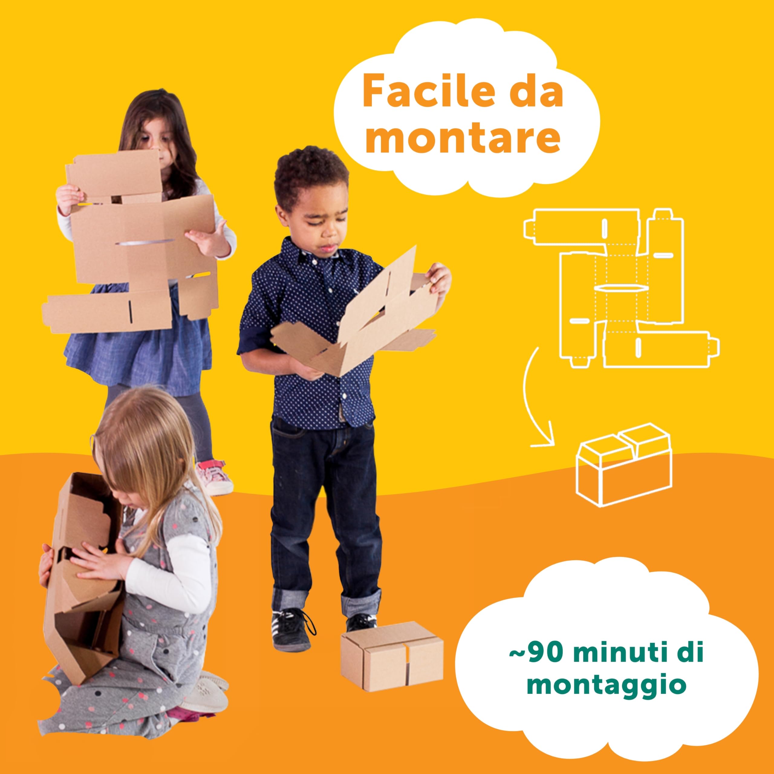 GIGI Bloks 200 Mattoncini Costruzioni Grandi per Bambini XXL Impilabili & Incastro | Cartone Blocchi Costruzioni per Bambini Robusti e Facili da Montare | Grandi Giochi Montessori Creativi & Educativi