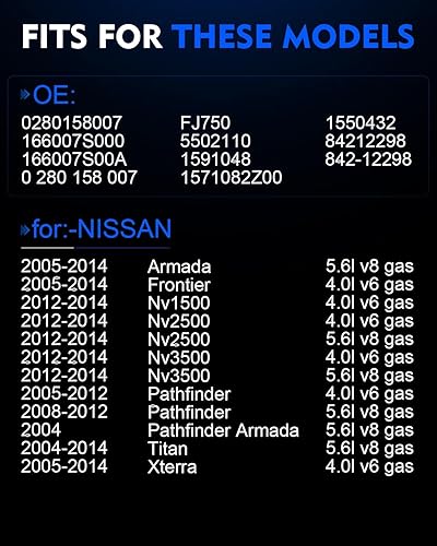 Miniatura 2 de Upgraded 0280158007 Fuel Injectors Fits For:-Nissan 2005-2012 Pathfinder, 2005-2014 Armada, Xterra, Frontier, 2012-2014 Nv 1500 2500 3500 Titan,
