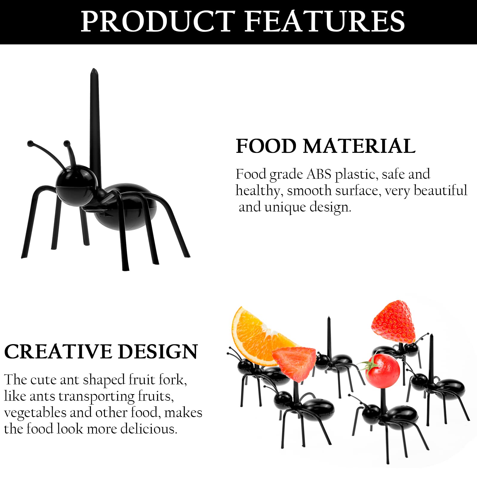 60 Pcs Ant Toothpicks Fruit Dessert Forks, Reusable Fruit Picks Animal Appetizer Forks for Snack Cake Dessert for Kitchen Halloween Birthday Party — Amazon image 3