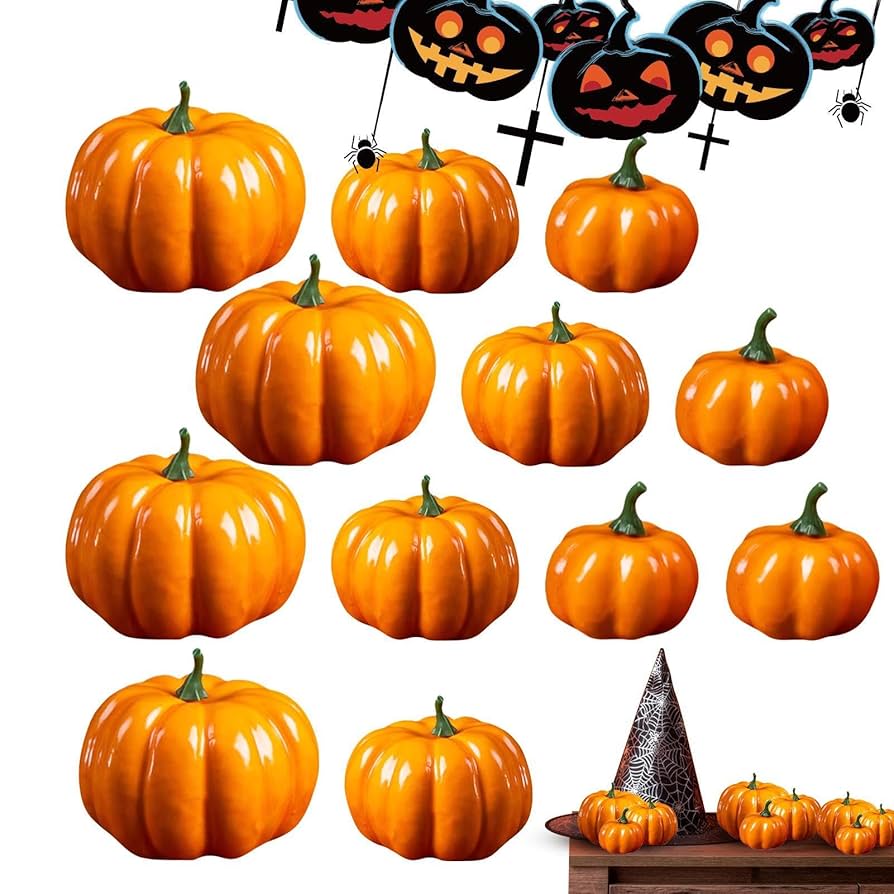 Amazon.co.jp: 12個ハロウィン かぼちゃ 置物 リアルなカボチャ