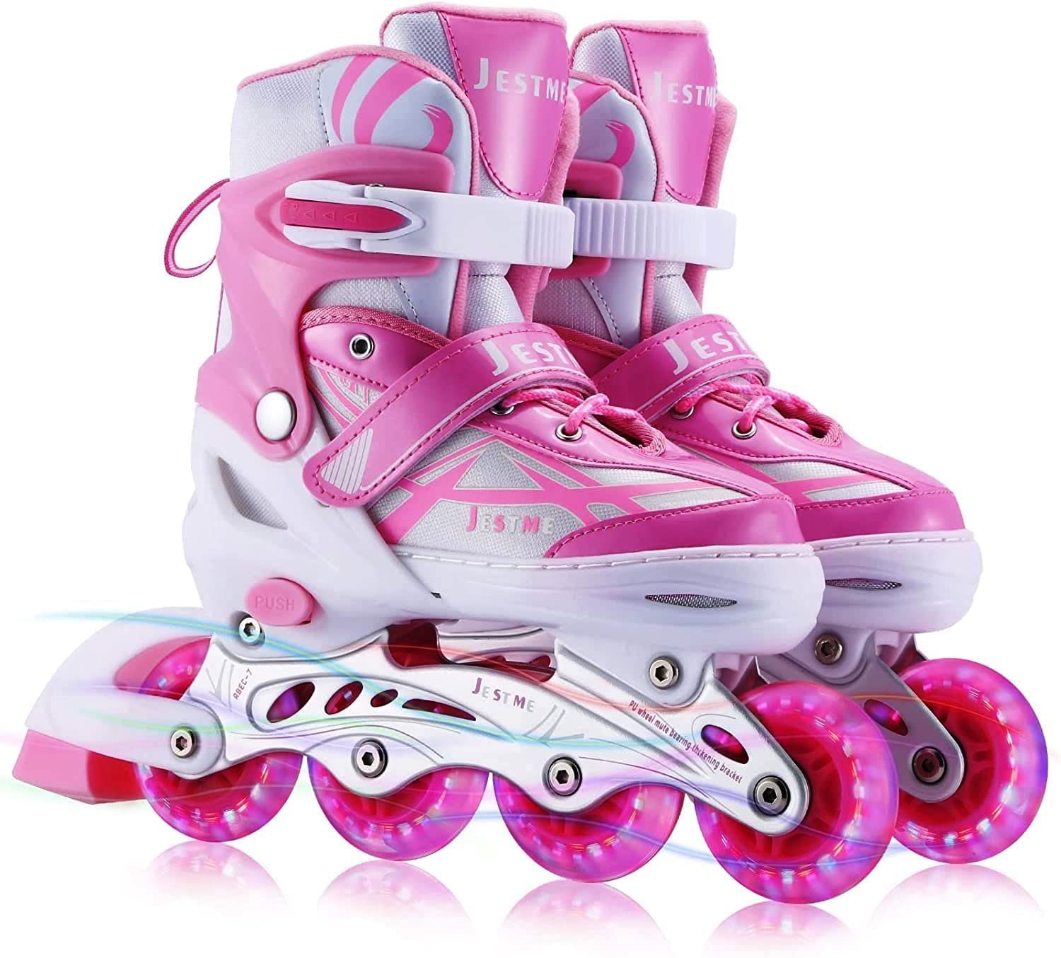 ixora Inline Pink Skates with PU Flashing Wheel Aluminum Body in