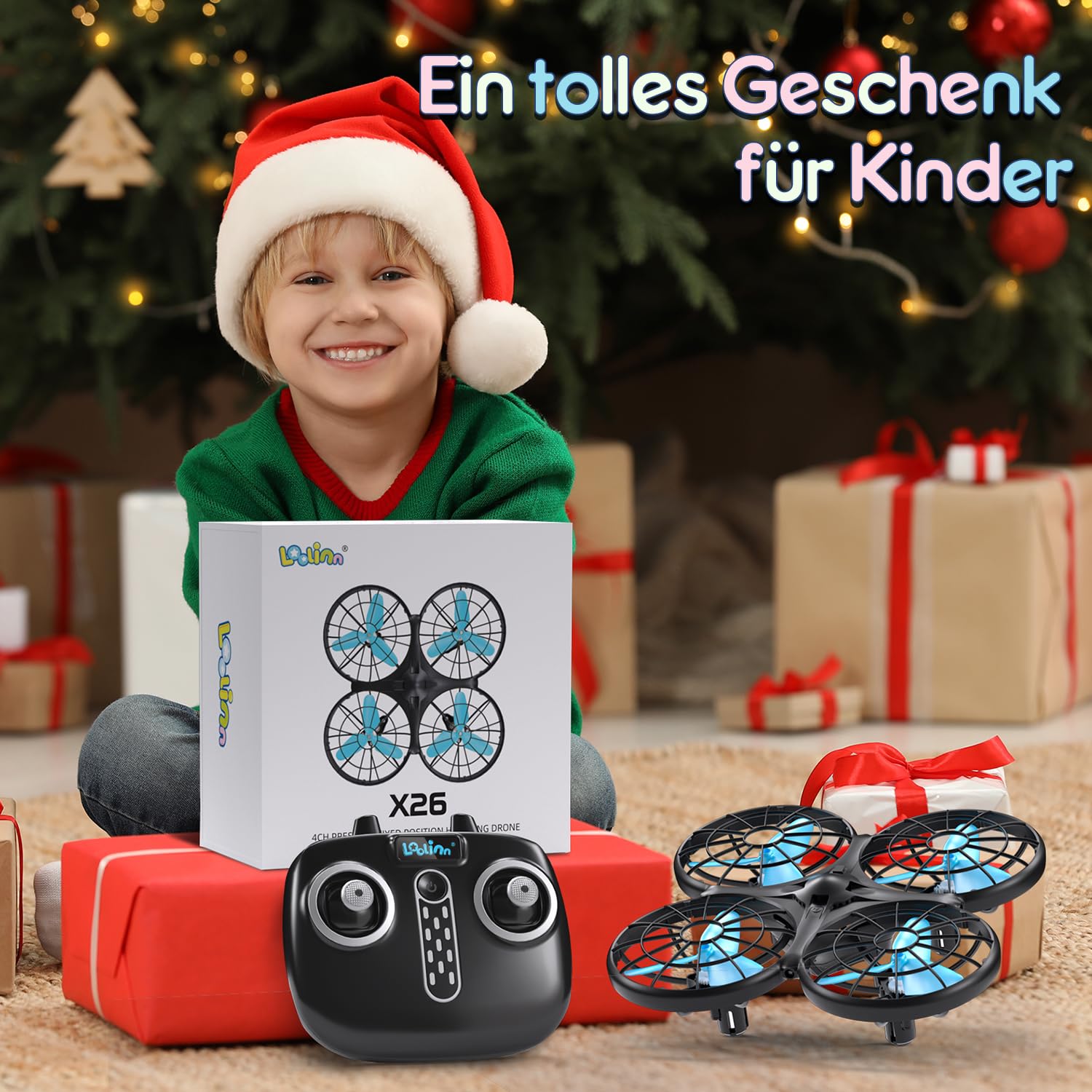 Loolinn | Drohne für Kinder Geschenk - Mini Drohne mit Antikollisionstechnologie, Sicher für Kinder, Leicht zu fliegen, Handgesteuerter Modus, Geprüftes C0-Zertifikat (Geschenk für Jungen und Mädchen)
