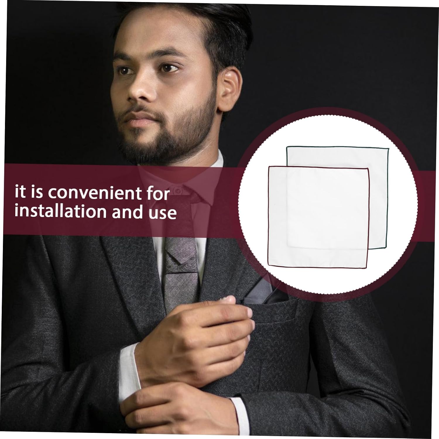 2pcs Minimalist White Cotton Pocket Squares for Men Suit Accessory Foldable Handkerchief for Formal Banquets and Evening Events Stylish Decorative Square for Wedding and Business