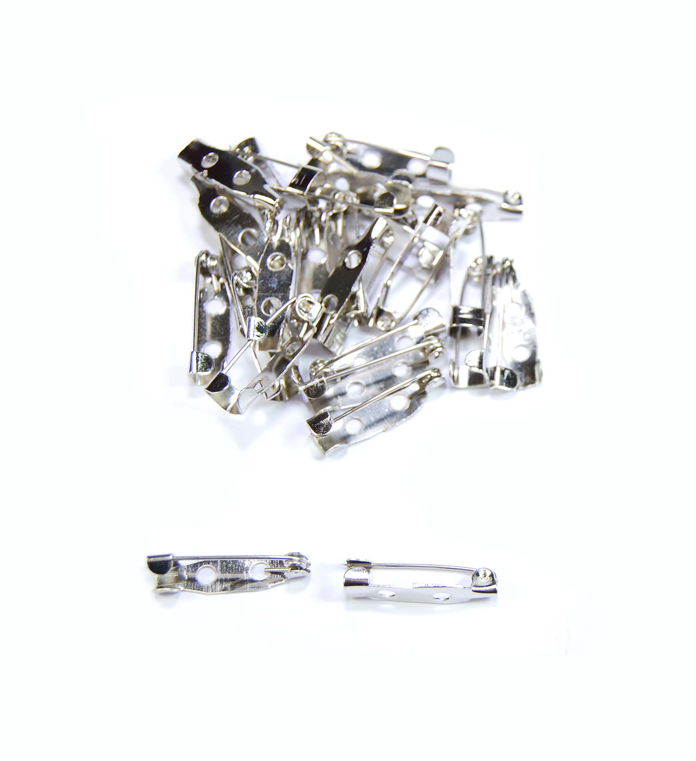 Celloexpress Platinum - 30Mm X 5Mm - Hook Bar (2 Hole) Platinum Brooch Bar Pins - Backs For Jewellery Making Findings (, Pack Of 50)