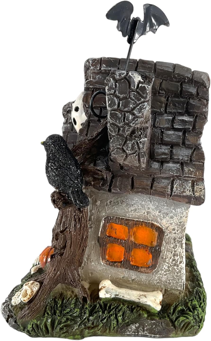 Halloween Haunted Houses Lighted Building Figurine 5.75 to 7 Inches Tall (Boo)