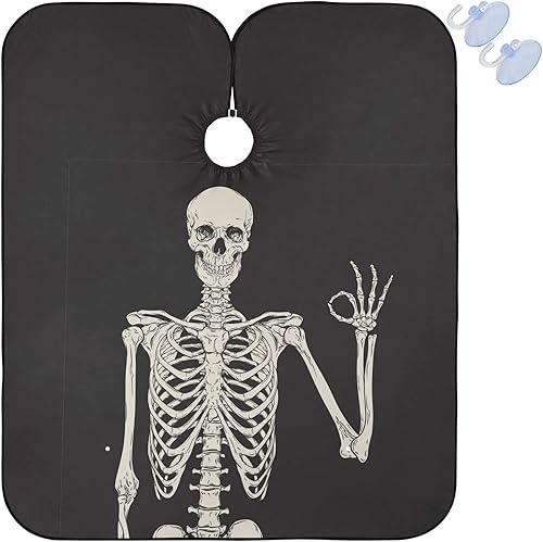 visesunny Cabo de peluquero humano esqueleto OK poliéster corte de pelo salón delantal corte de pelo antiestático resistente al agua paño de afeitar