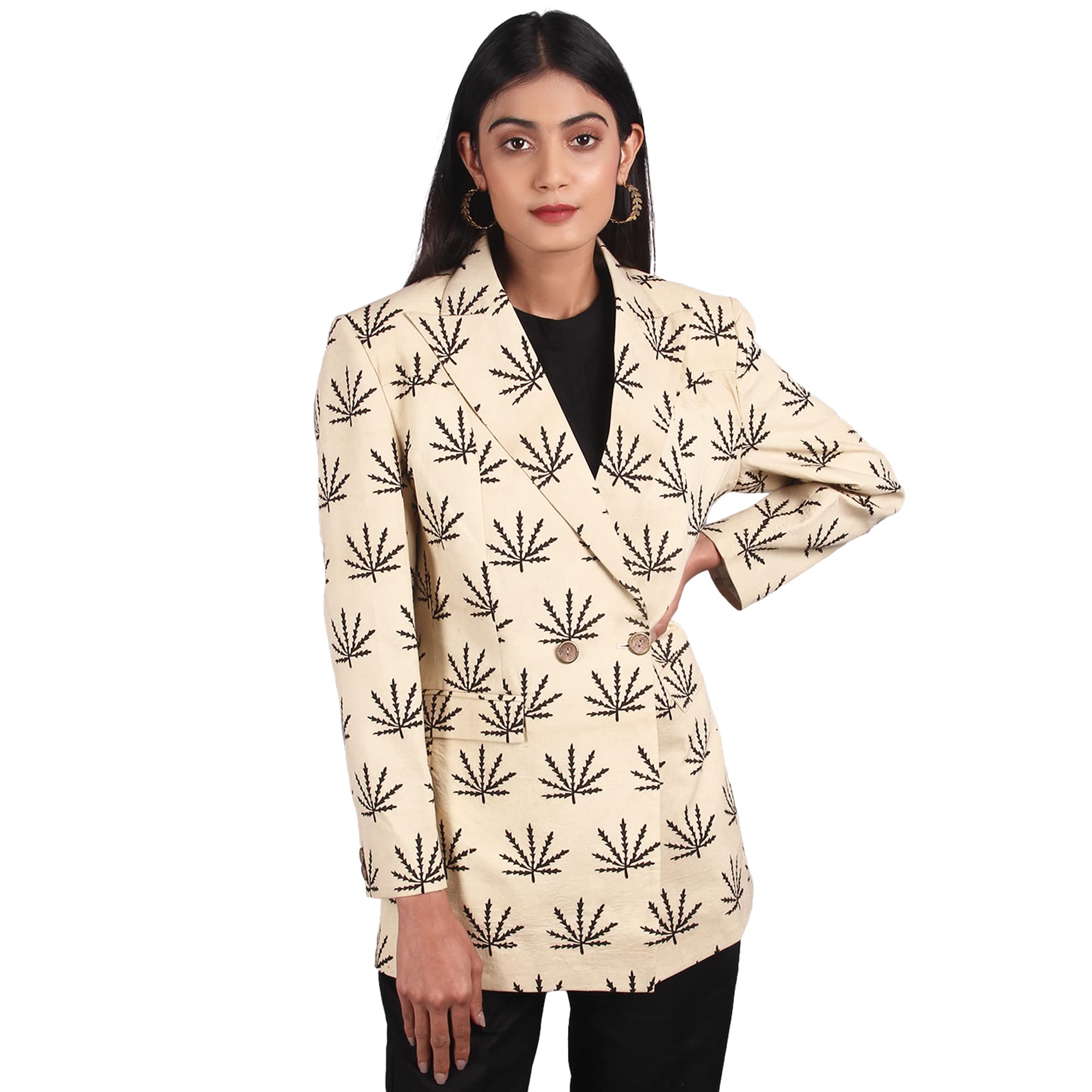 indophilia Women's Bagru Cotton Blazer-picture-17