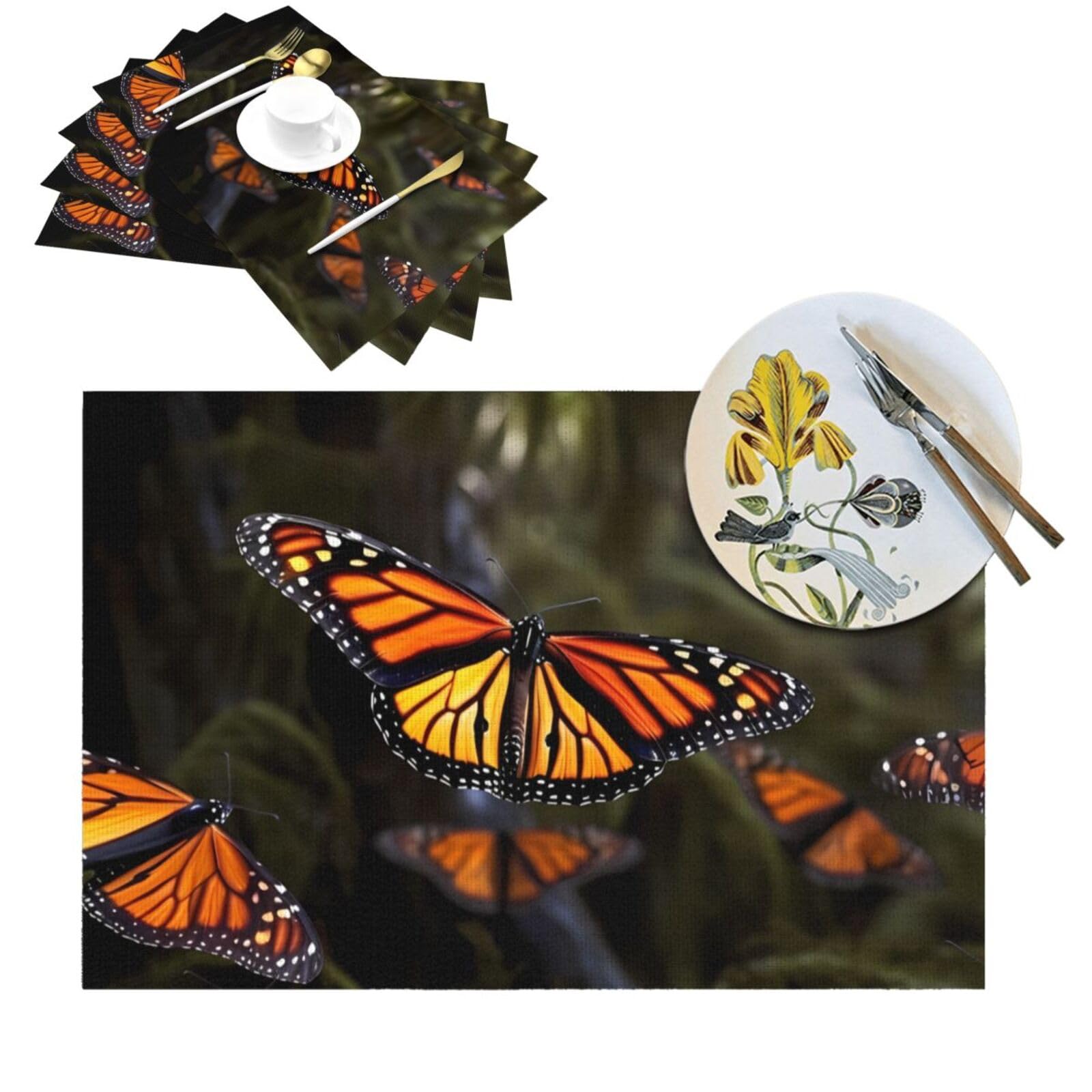 Sets de table thermorésistants motif papillon lavables pour l'extérieur