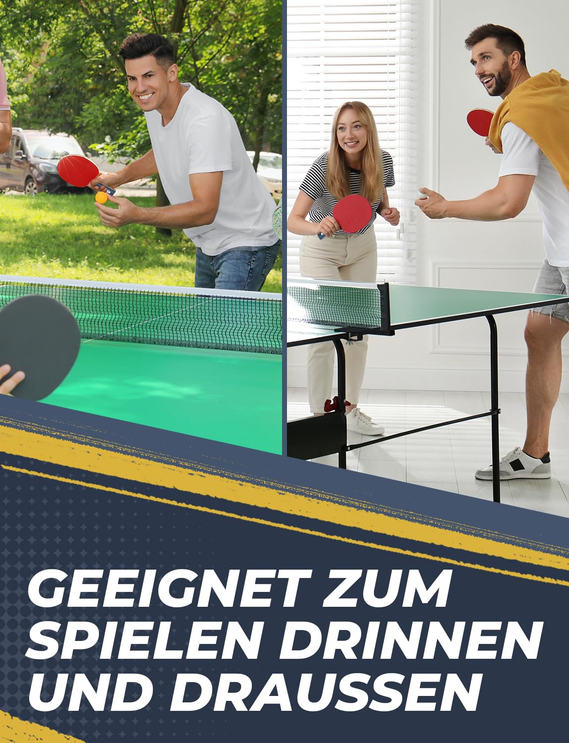 Glymnis Set di racchette da ping pong con 4 racchette da ping pong e 8 palline da ping pong, 2 borse per il trasporto per principianti, famiglie e professionisti
