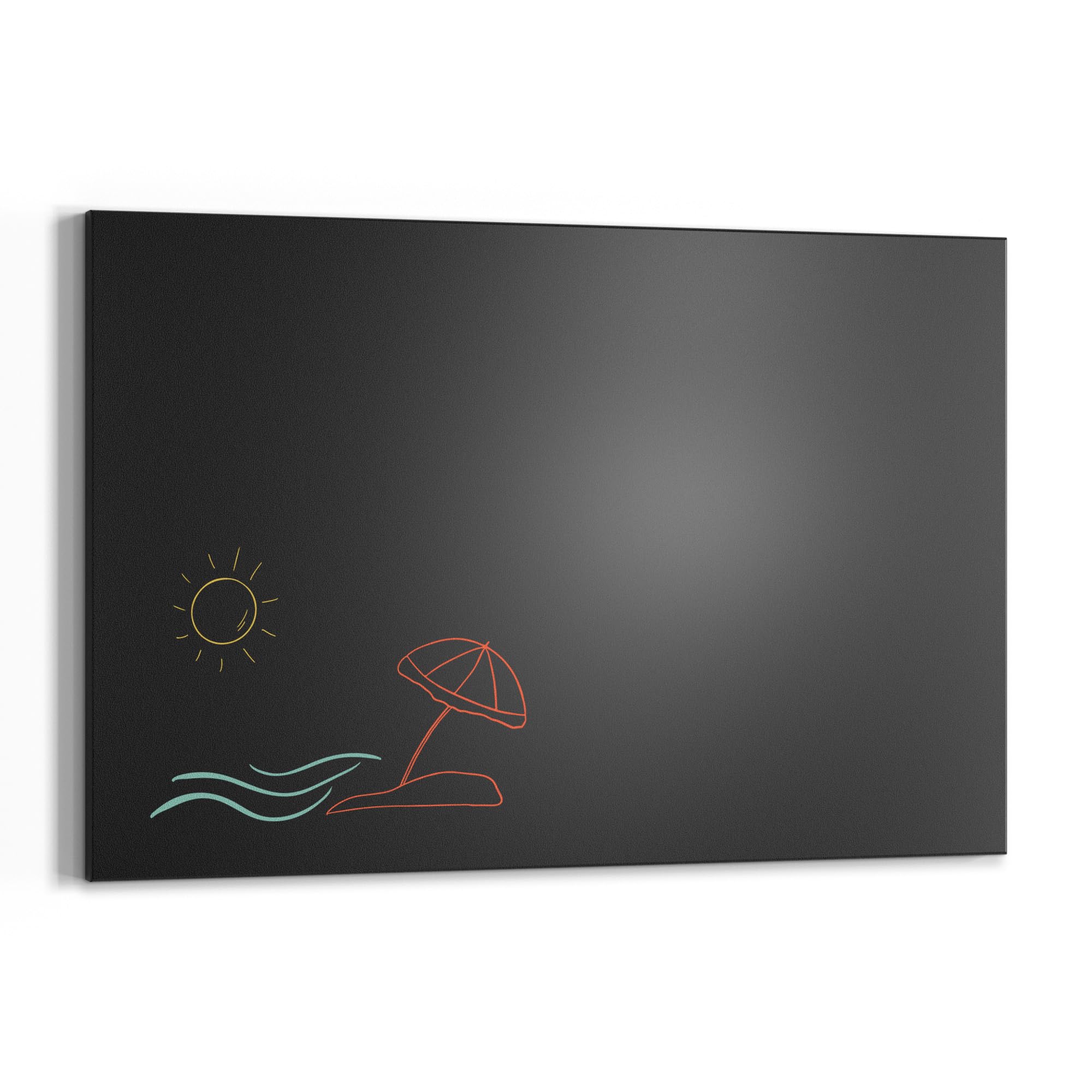 DEQORI Magnetische Kreidetafel mit UV-Druck | Motiv Urlaub in Linien | Design rechteckig 60x40 cm | Kreide Metalltafel beschreibbar – Wanddeko für Küche, Flur, Kinderzimmer & Büro