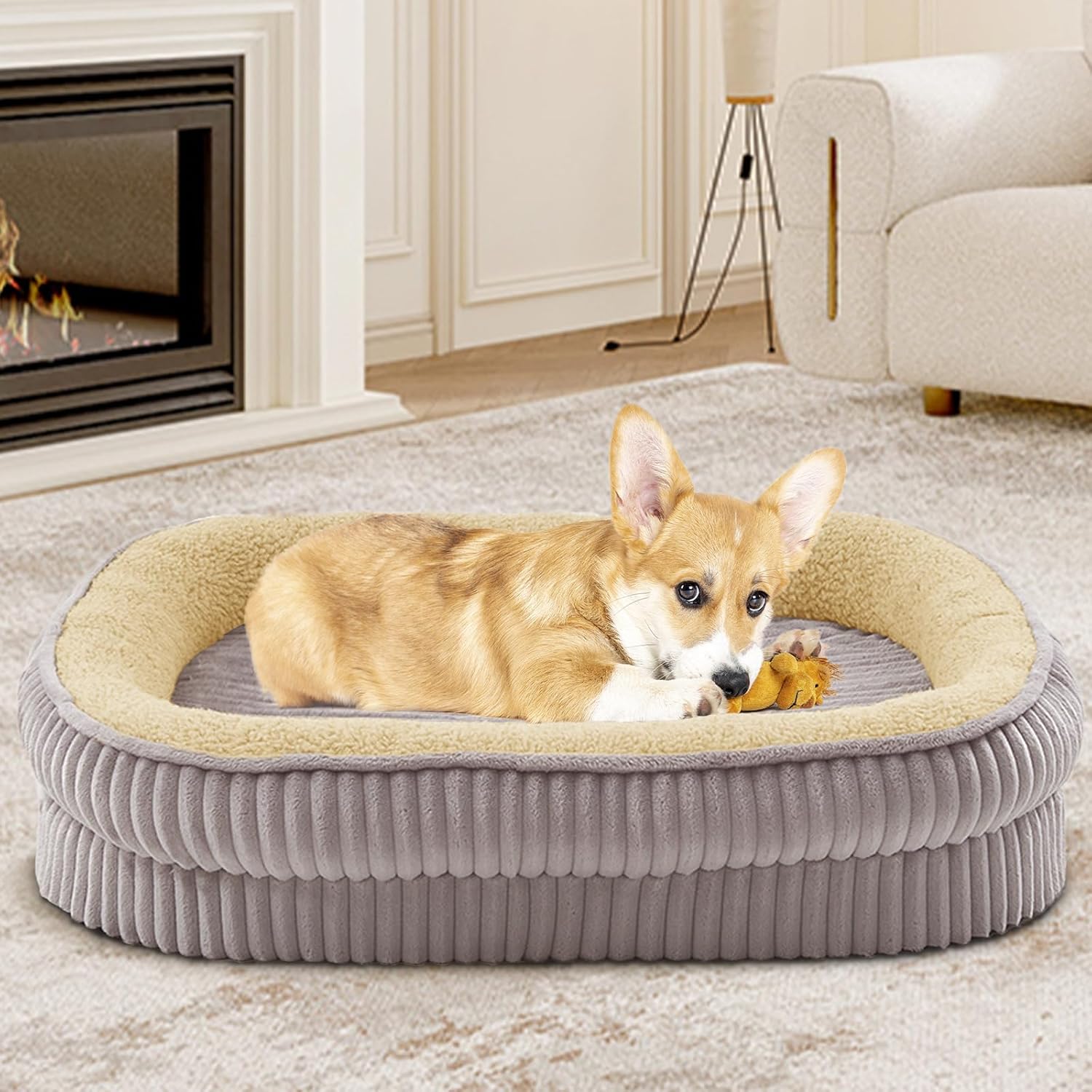 Orthopedic Dog Bed for Medium Dogs Breeds, High Density Egg Crate Foam Dog Sofa Beds,Oval Kennel Bed, Pet Couch Bed with Four Sided Bolster, Removable Washable Cover& Non-Slip Bottom Orthopedic Dog Bed for Medium Dogs Breeds, High Density Egg Crate Foam Dog Sofa Beds,Oval Kennel Bed, Pet Couch Bed with Four Sided Bolster, Removable Washable Cover& Non-Slip Bottom