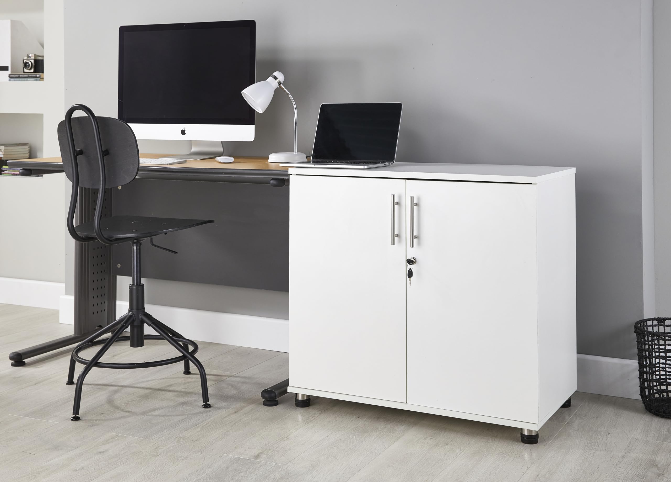 Armoire de Rangement de Bureau avec 2 Portes Blanc Hauteur 73 cm