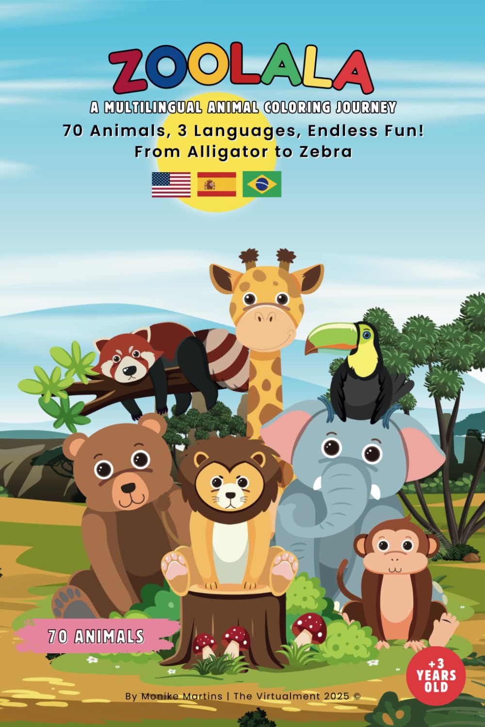ZooLaLa - A Multilingual Animal Coloring Journey: 70 Animals, 3 Languages, Endless Fun! From Alligator to Zebra