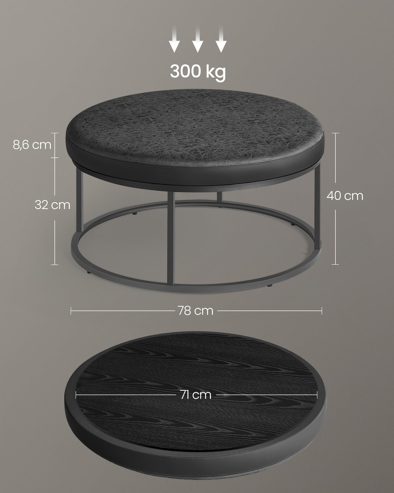 Panca Imbottita SONGMICS LUIZ - Reversibile, Ripiano Rimovibile, Portata 300kg, Marrone Noce - Foto 2
