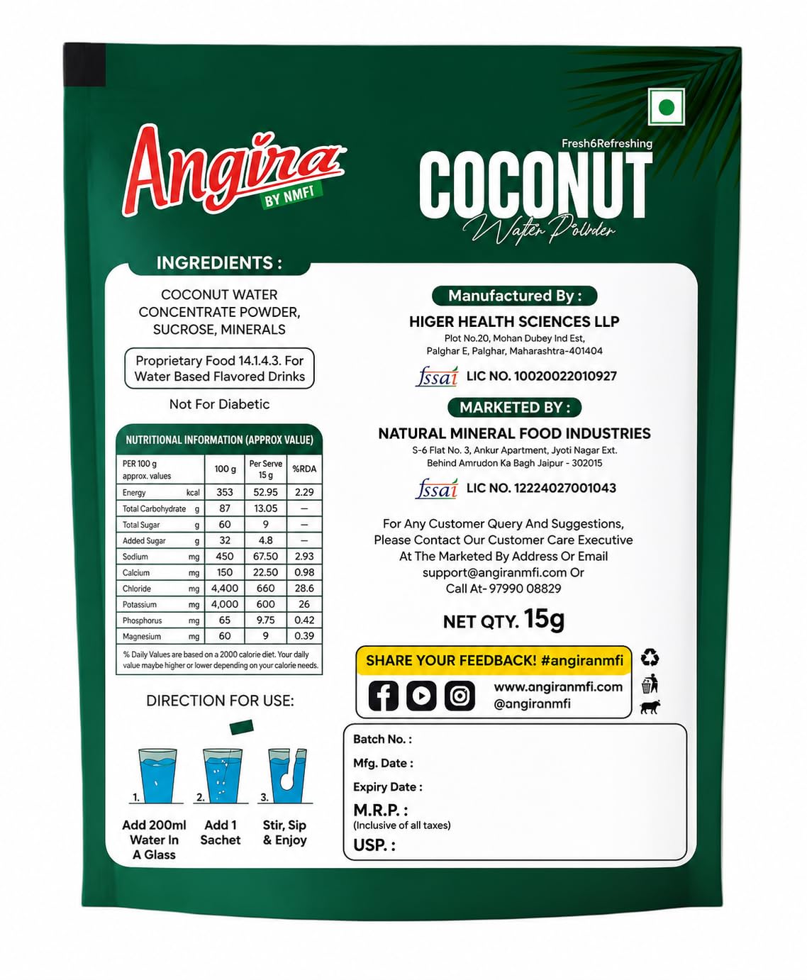 Angira Coconut Water Powder | Nariyal Pani Powder | Instant Coconut Drink Mix | Natural Electrolyte Hydration | Summer Energy Drink — Amazon image 2