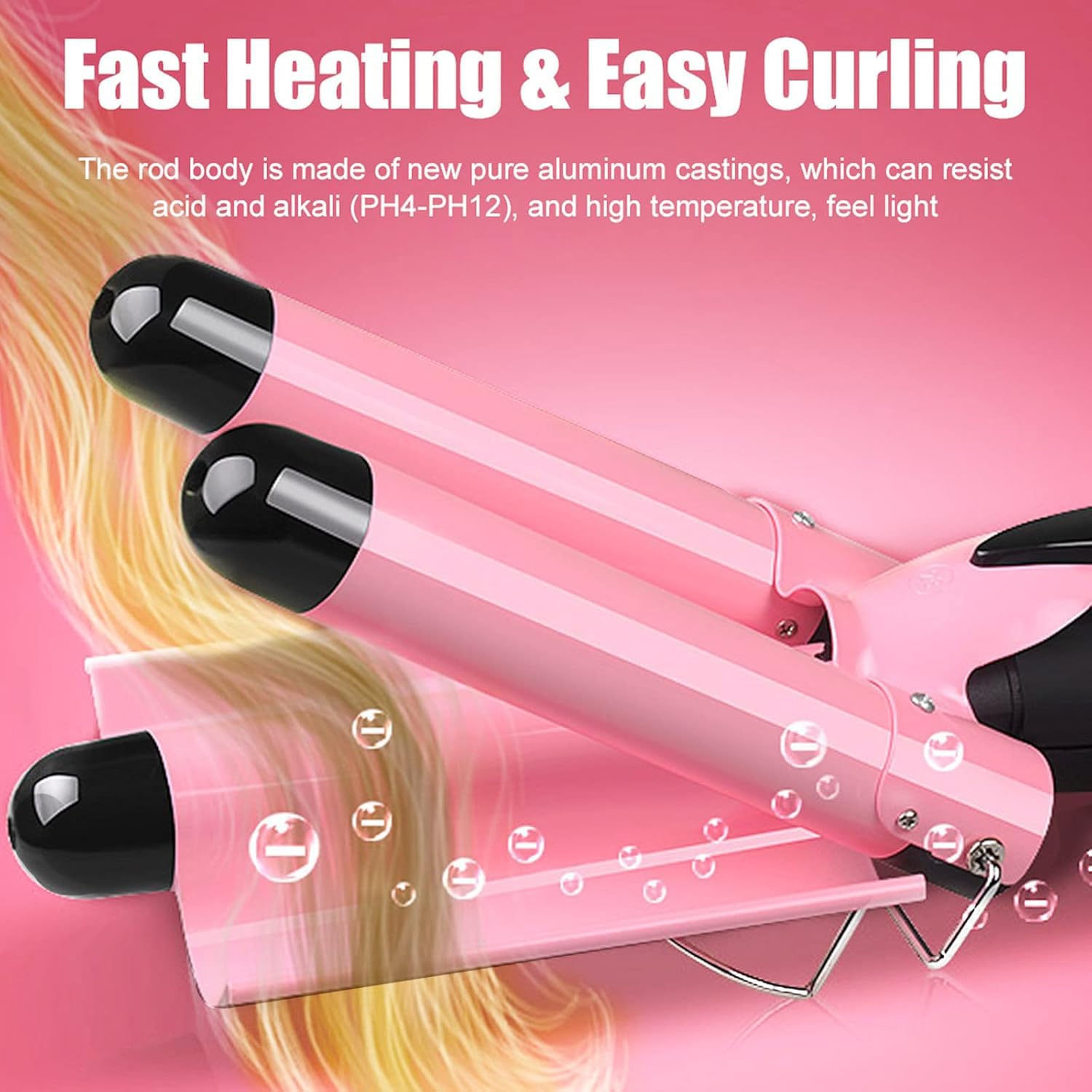 3 Triple Barrel Ceramic Tourmaline Curling Iron Wand With - View #8