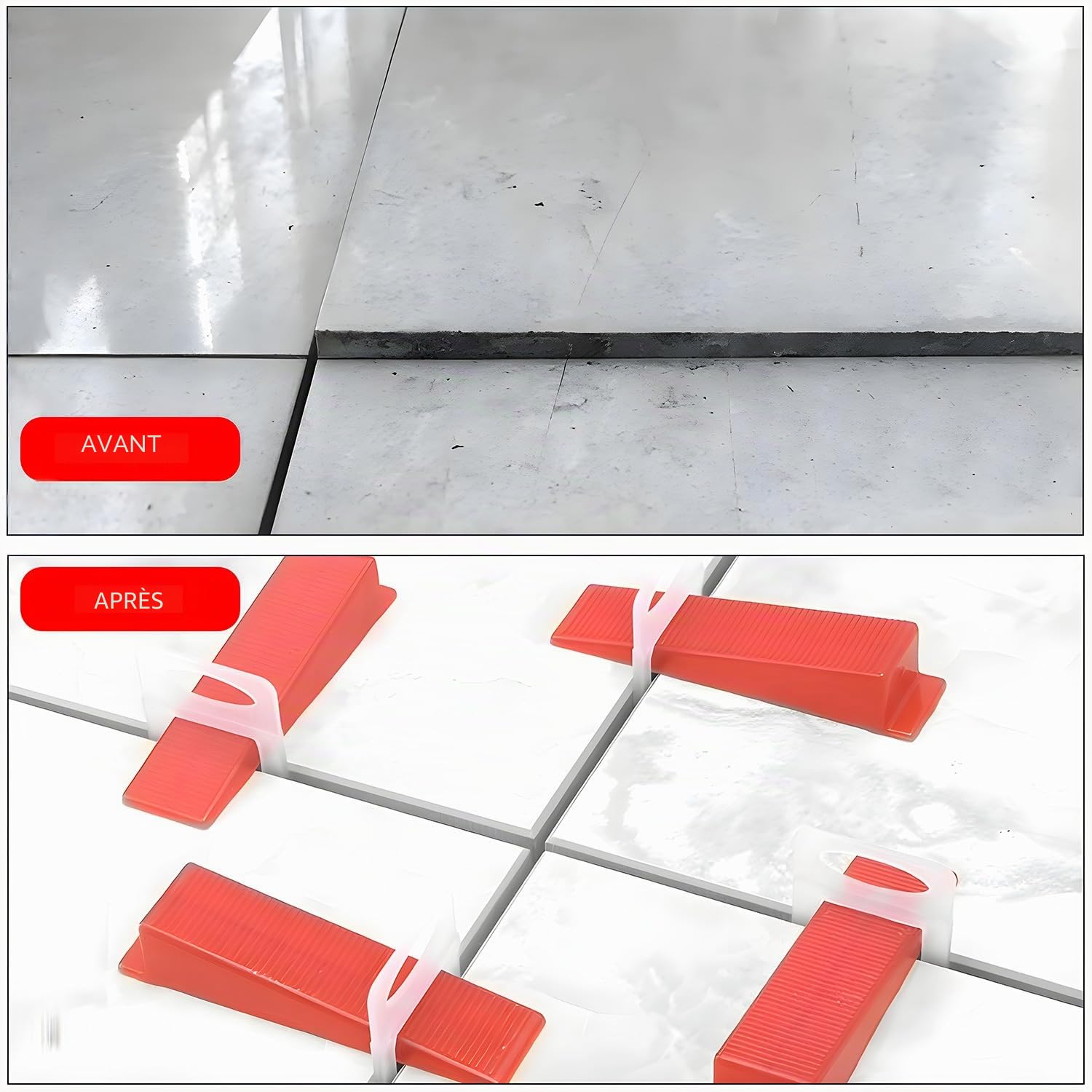 501 Pièces kit de croisillon autonivelant 3mm avec 400 Croisillon Carrelage Autonivelant 100 Cale Carrelage Réutilisable et 1 Pince à Niveler pour la Pose de Carreaux épaisseur 3–16mm