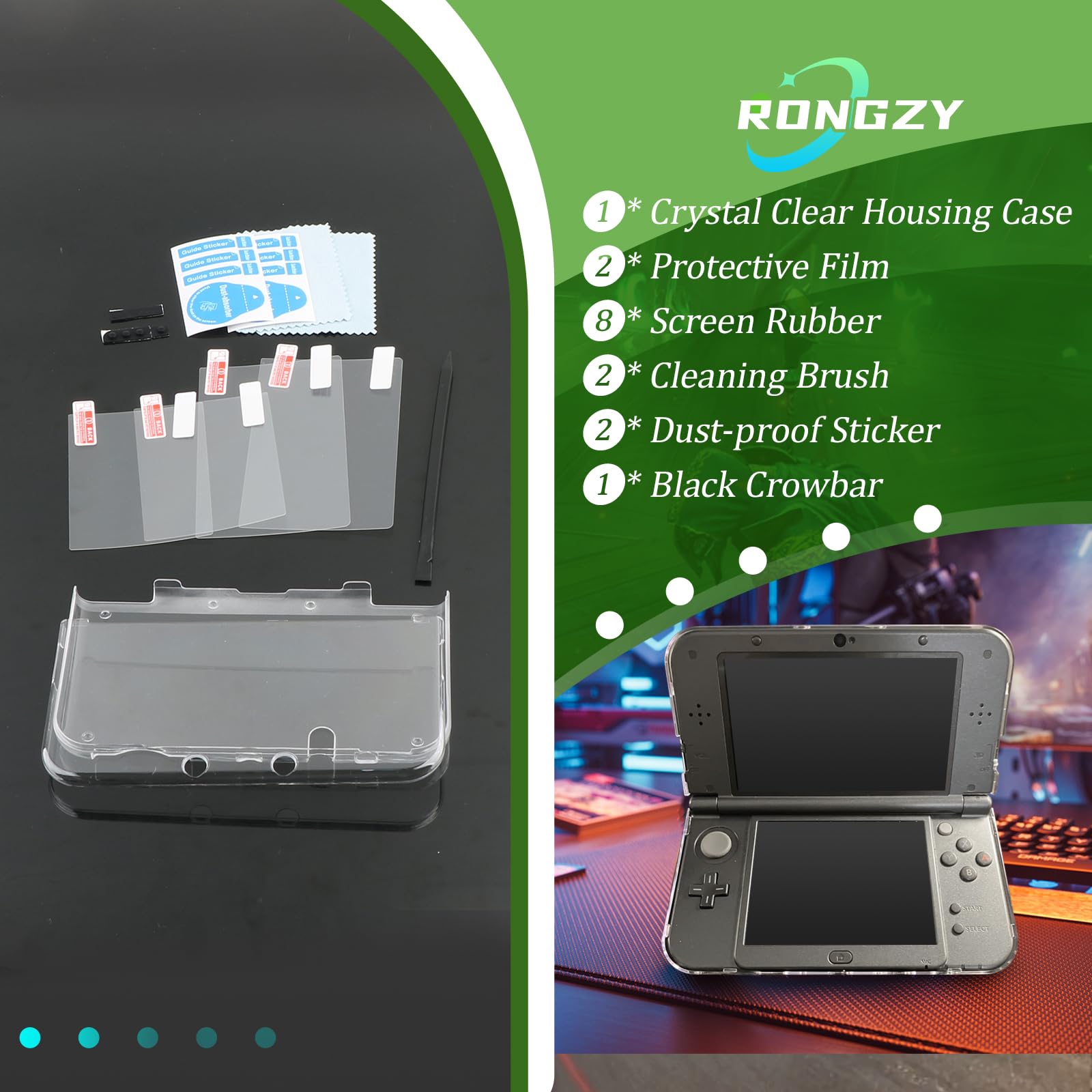 RongZy Funda Protectora para Nintendo New 3DS XL/LL Transparente Carcasa Claro Cristal Duro Caso Cubierta Shell para Nintendo New 3DS XL/LL Juegos Accesorios — view 7