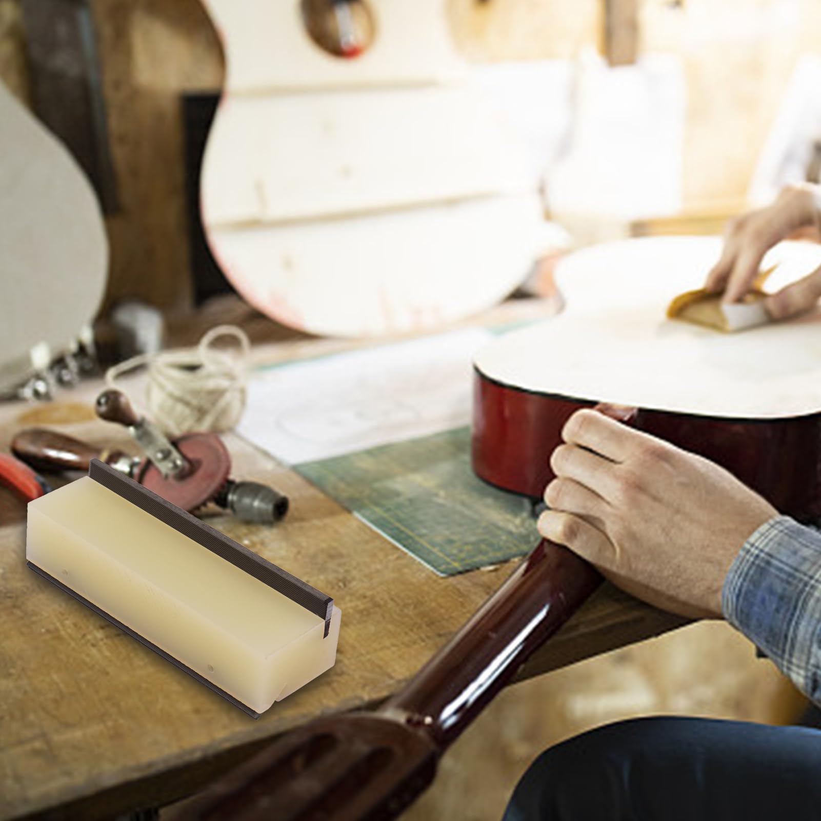 Jemora Lima de biselado de extremo de traste de 36 y 90 grados Lima de luthier de 36° y 90° Lima de traste de bajo de guitarra Lima de biselado de extremo de corona de traste Herramientas de luthier c