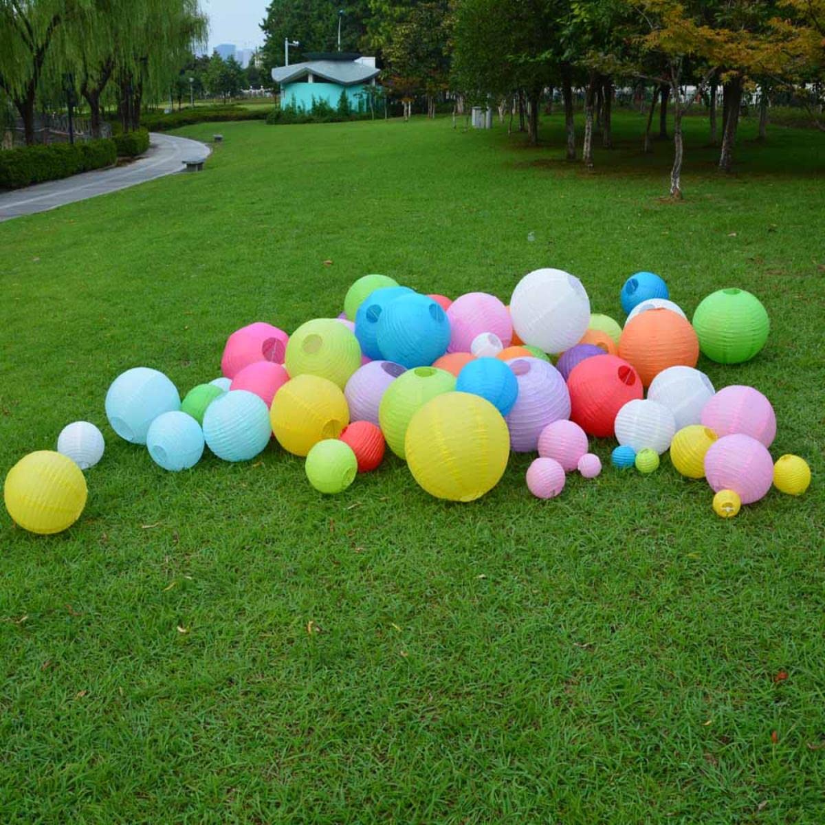 10 sztuk 15 cm 20 cm 30 cm 30 cm 40 cm wisząca okrągła papierowa kula latarnia biała różowa niebieska na ślub urodziny dekoracja na przyjęcie