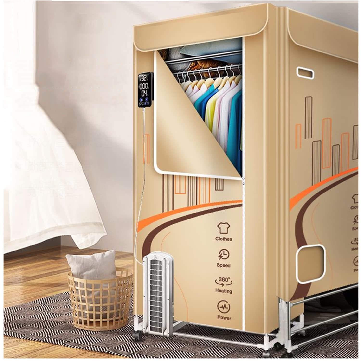 Tendedero Plegable para Ropa, Secadora De Tendedero Eléctrica De 3 Niveles De 1600 W, Tendedero De Ropa con Calefacción De Ahorro De Energía, Armario De Secado con Aire Caliente para Apartamentos,